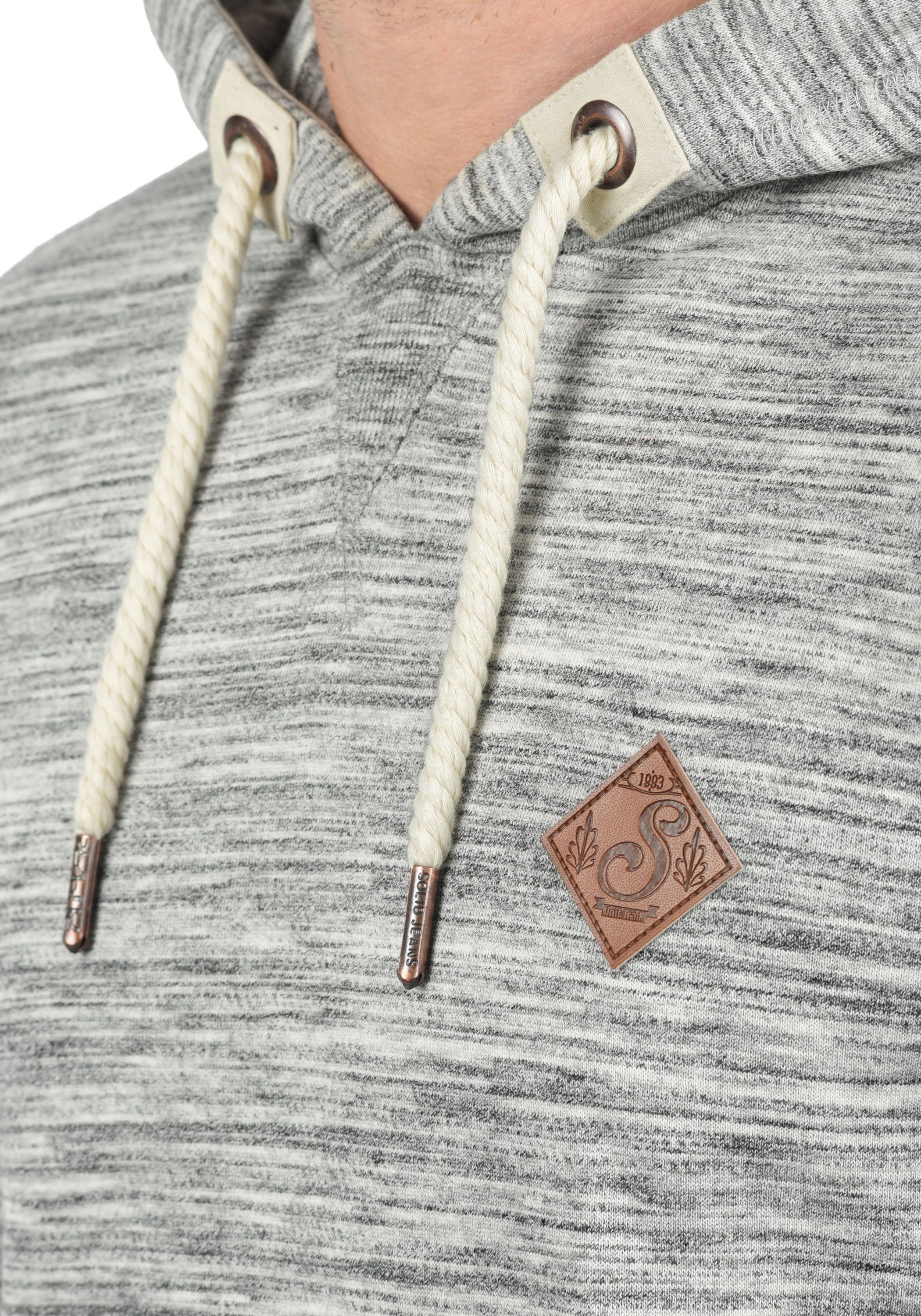 Fleece-Innenseite SDKevin Kapuzensweatshirt Melange mit Grey !Solid Hoodie (8242) Light