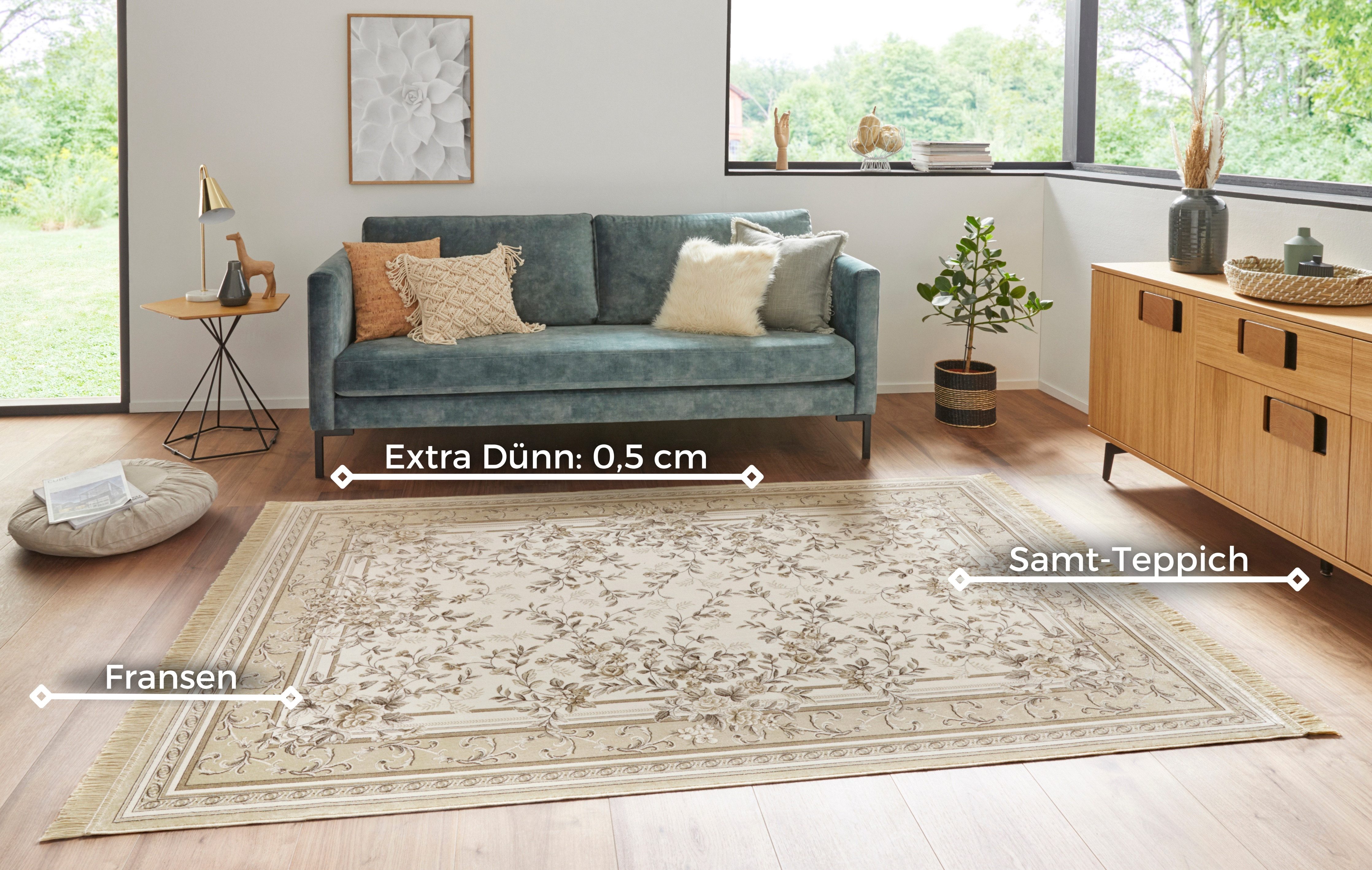 HANSE Home Teppich Antik Flowers, rechteckig, Höhe: 5 mm, Orientalisch mit Fransen, Orient, Wohnzimmer, Schlafzimmer, Esszimmer