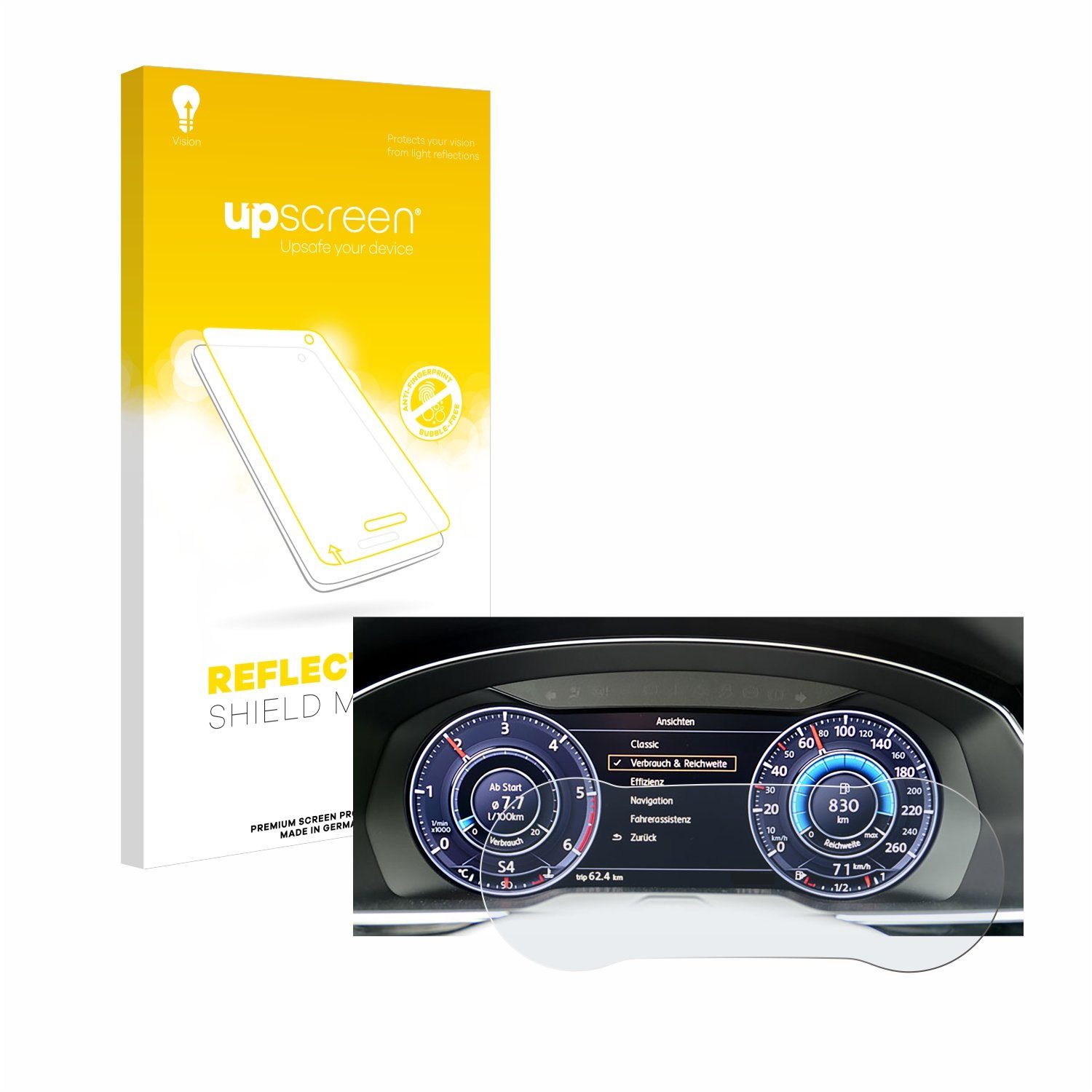 upscreen Displayschutzfolie Schutzfolie für Volkswagen Tiguan 2017 Active Info Cockpit 12.3", Displayschutz Schutz Folie Matt Entspiegelungsfolie