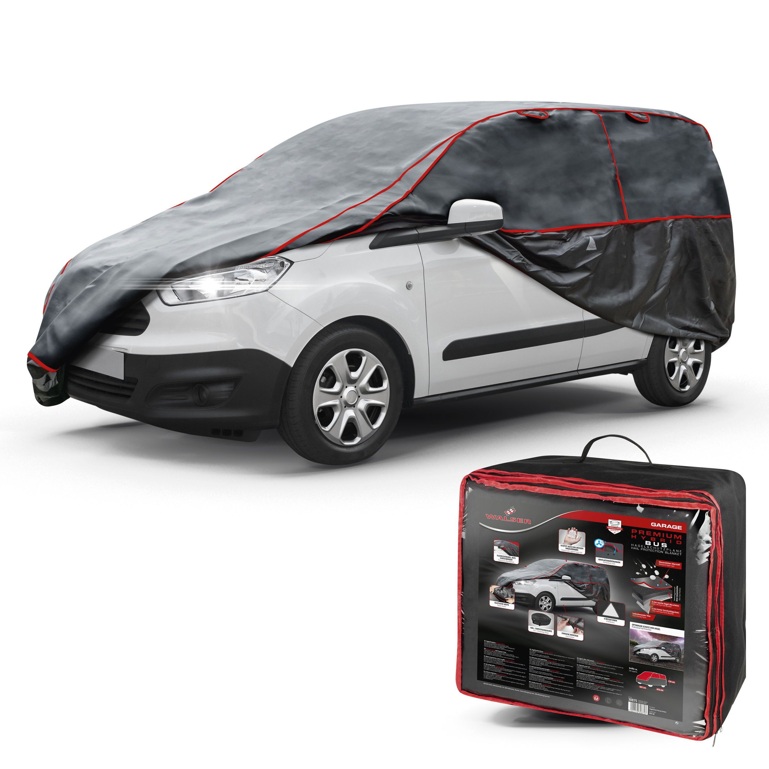 WALSER Autoplane Hagelschutz Premium Hybrid (1-St., 1 Hagelschutzplane, 3 Spanngurte)