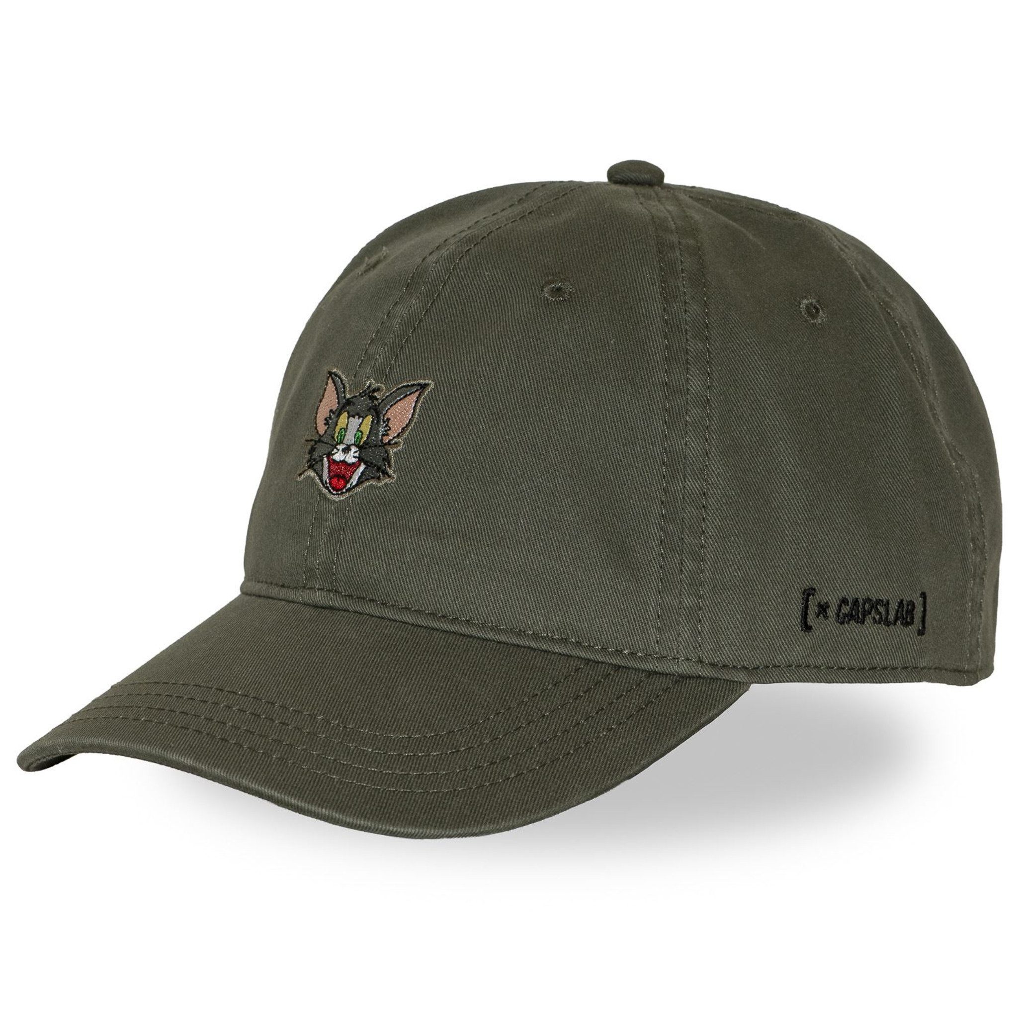 Capslab Baseball Cap CAPSLAB Dad Cap - TOM & JERRY CAT Olive (Basecap, Basecap, Dad Cap)