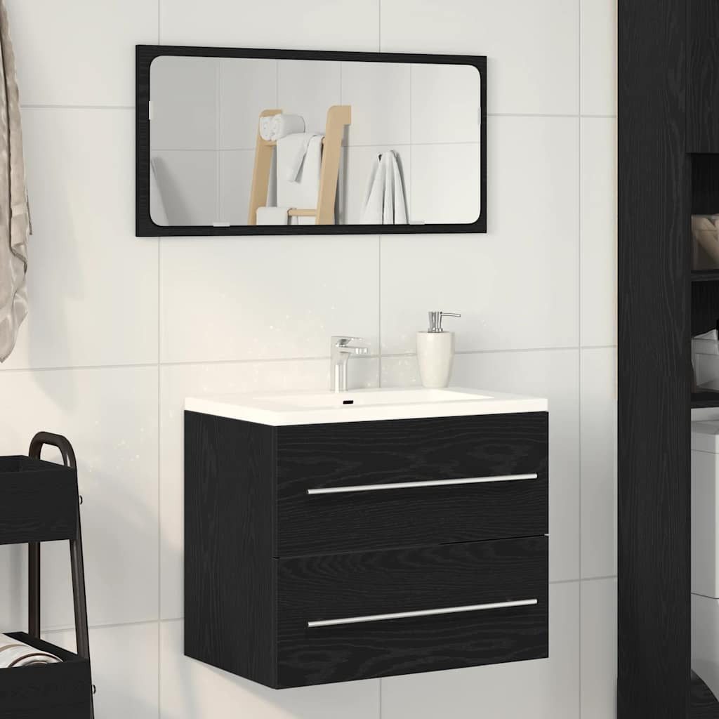 vidaXL Badezimmer-Set Waschbeckenunterschrank Schwarz Eichen-Optik 60x38,5x günstig online kaufen