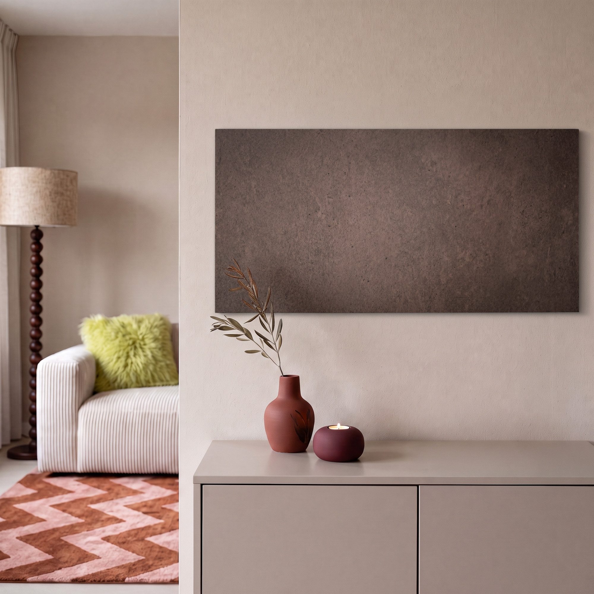 OneMillionCanvasses® Leinwandbild Panorama Textur – Beton – Abstrakt – Dunkel – Braun, Fotodruck (1 St), Wandbild, Deko Schlafzimmer Wohnzimmer Flur 40x20 cm – Bild 2 von 5