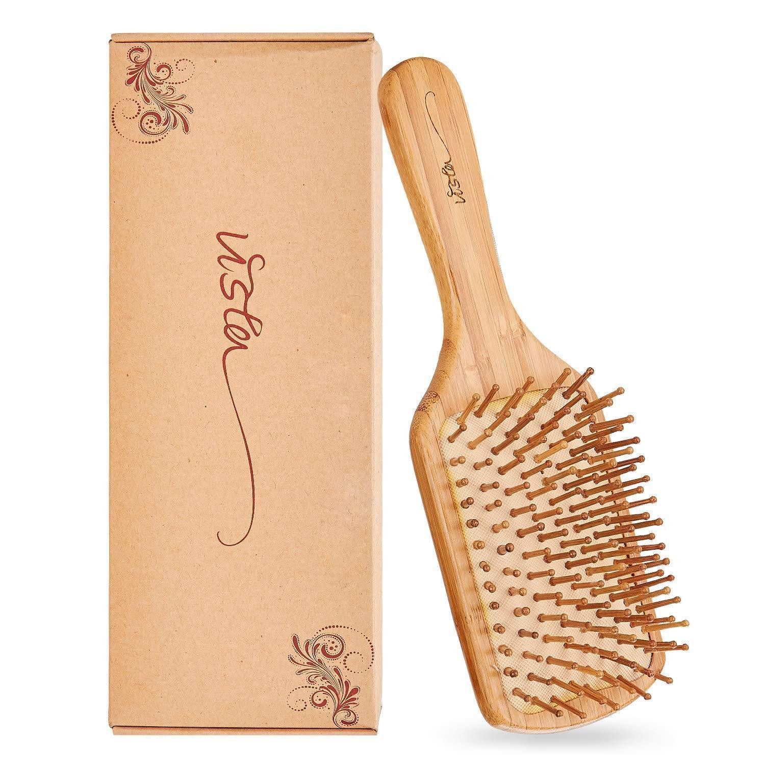 LuxusKollektion Paddelbürste Holz Haarbürste Antistatische Paddelbürste Bambusgriff für Extensions