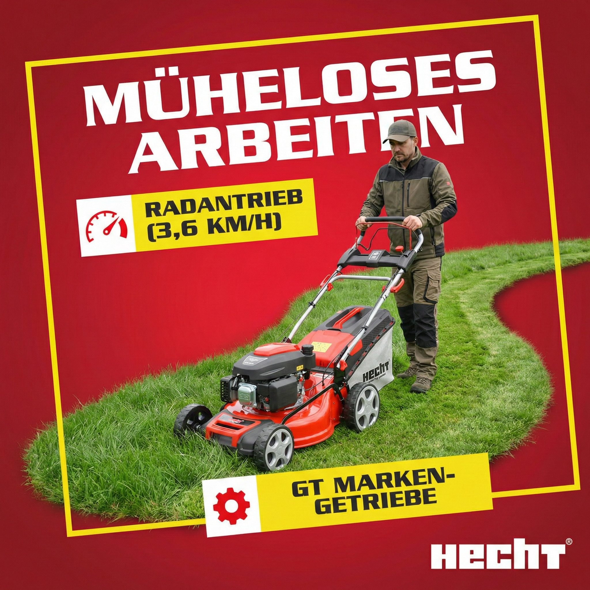 Hecht Benzinrasenmäher 551 SXE mit Radantrieb Elektrostart, 51 cm Schnittbreite, 5,5PS, 5in1, 65L Fangkorb, Mulchkit – Bild 4 von 5