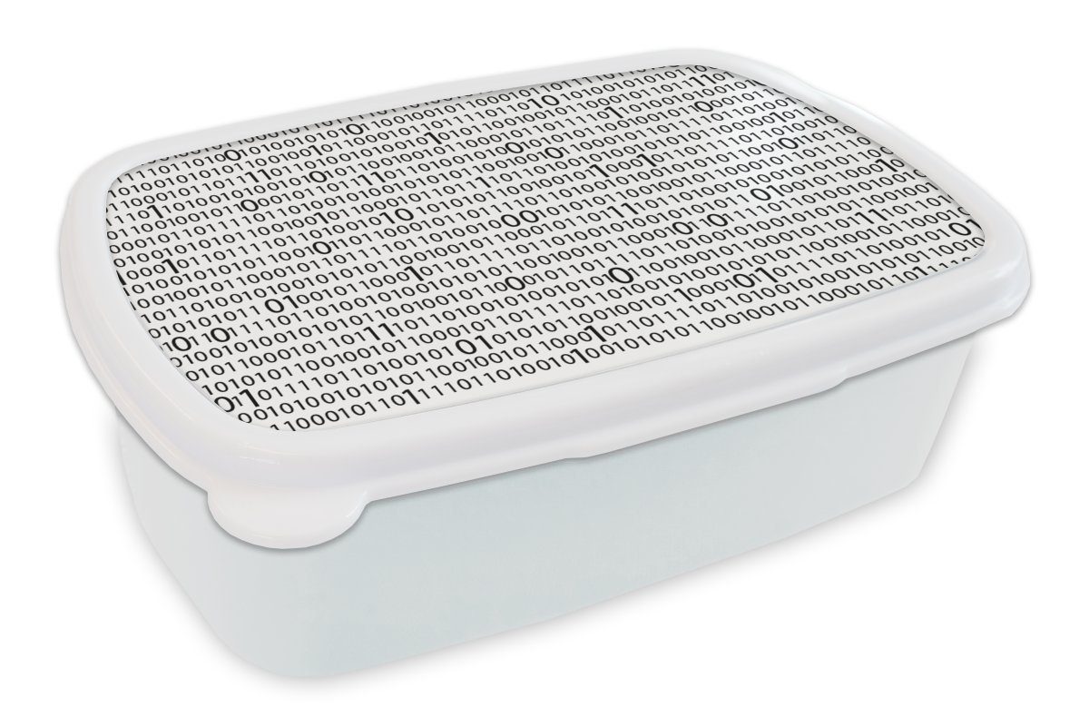 MuchoWow Lunchbox Programmierung - Computer - Muster, Kunststoff, (2-tlg), Brotbox für Kinder und Erwachsene, Brotdose, für Jungs und Mädchen weiß