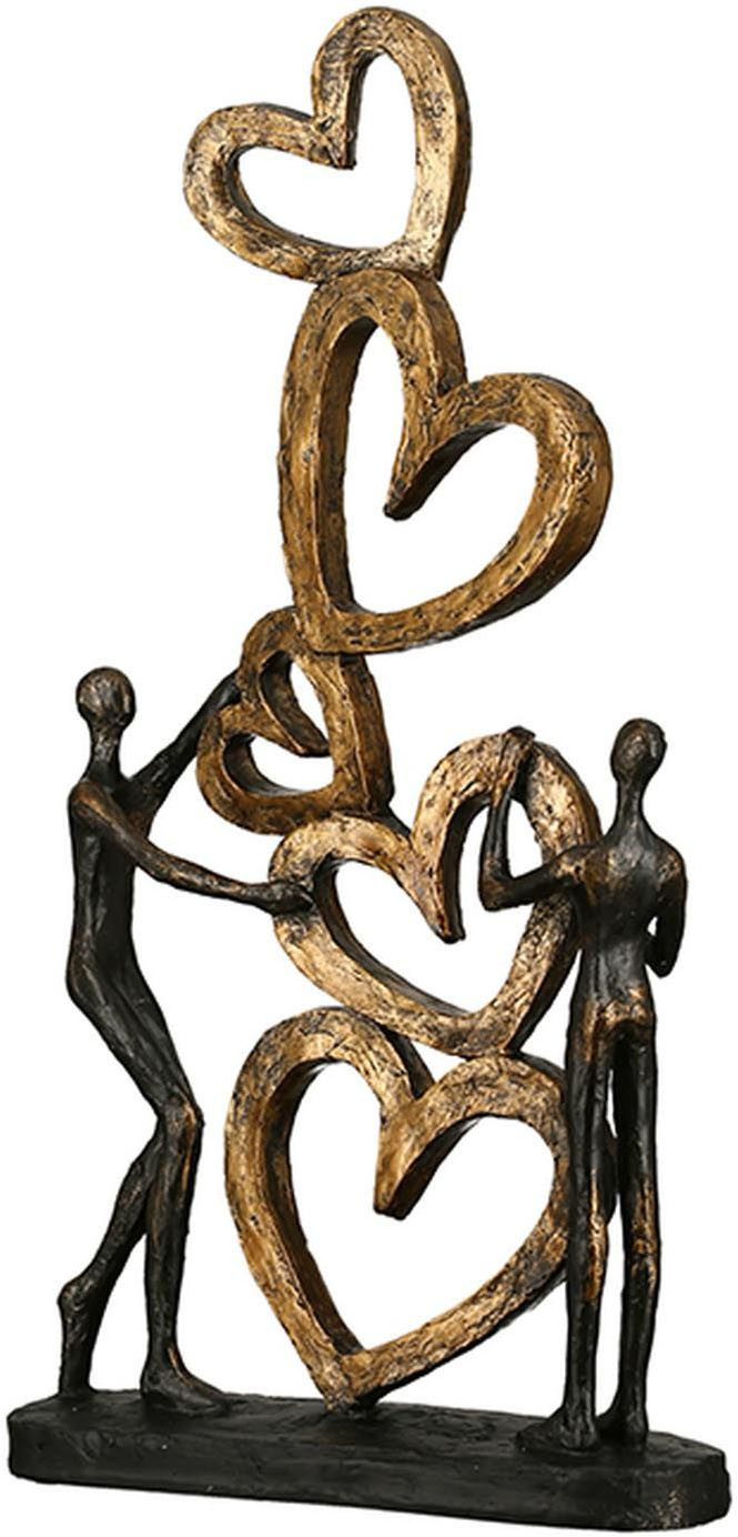 Casablanca by Gilde Dekofigur Skulptur Herz auf Herz, gold/schwarz (1 St), Dekoobjekt, Höhe 41, Wohnzimmer