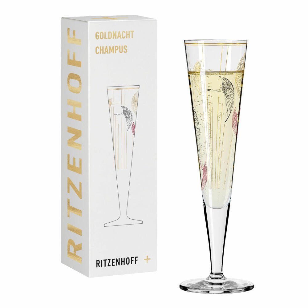 Ritzenhoff Champagnerglas Goldnacht Champagner 018, Kristallglas, Made in Germany