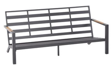 Timbers Gartenlounge-Set Kentucky, (Set, 4-tlg., 2x Sessel, 1x 3er Bank, 1x Tisch 106x60x45cm, inkl. Auflagen), inkl. Zierkissen, Details aus Teakholz, Aluminium