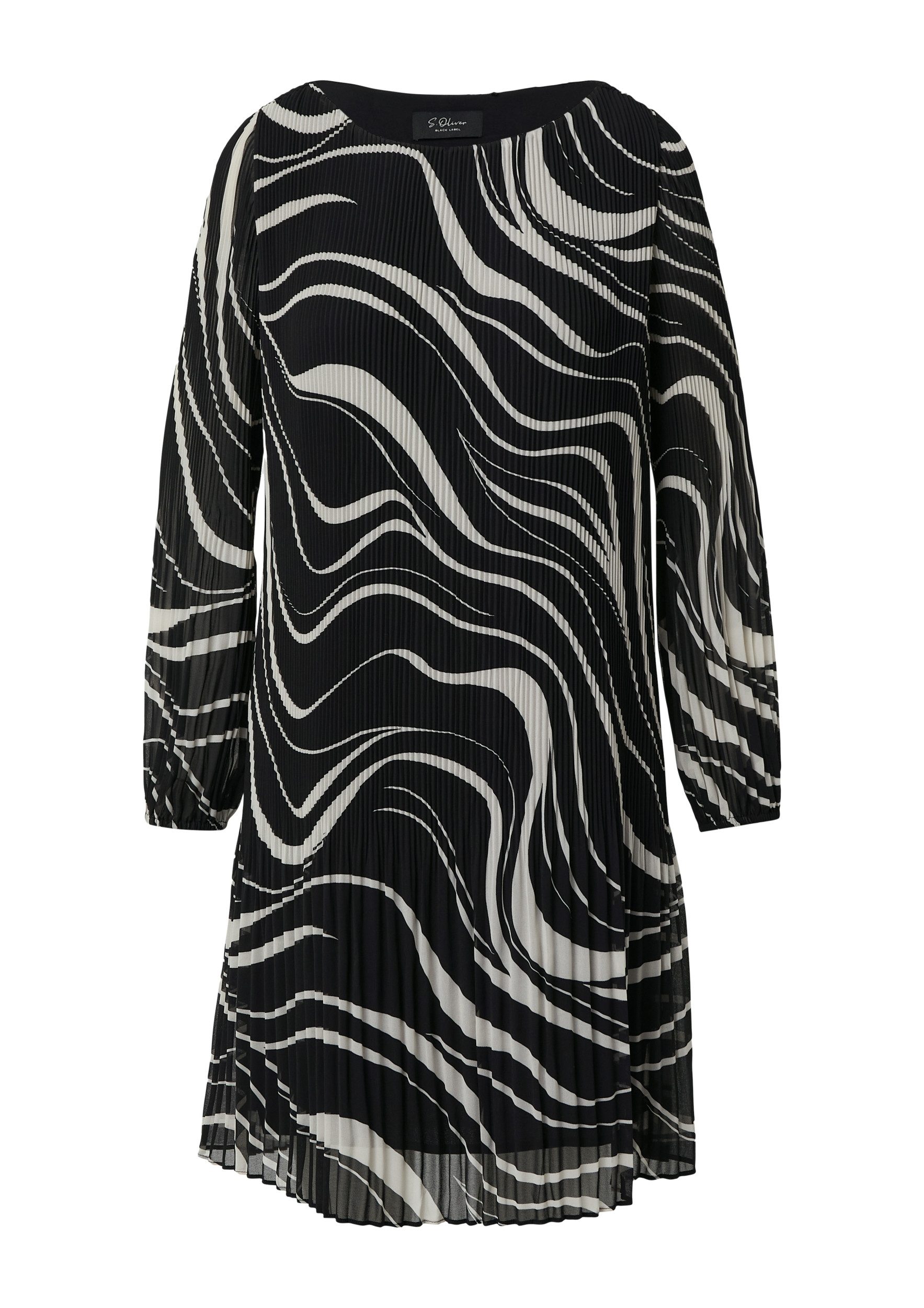 s.Oliver BLACK LABEL Midikleid s.Oliver – Plissiertes Chiffonkleid mit All?over?Print feine Plissée-Effekt