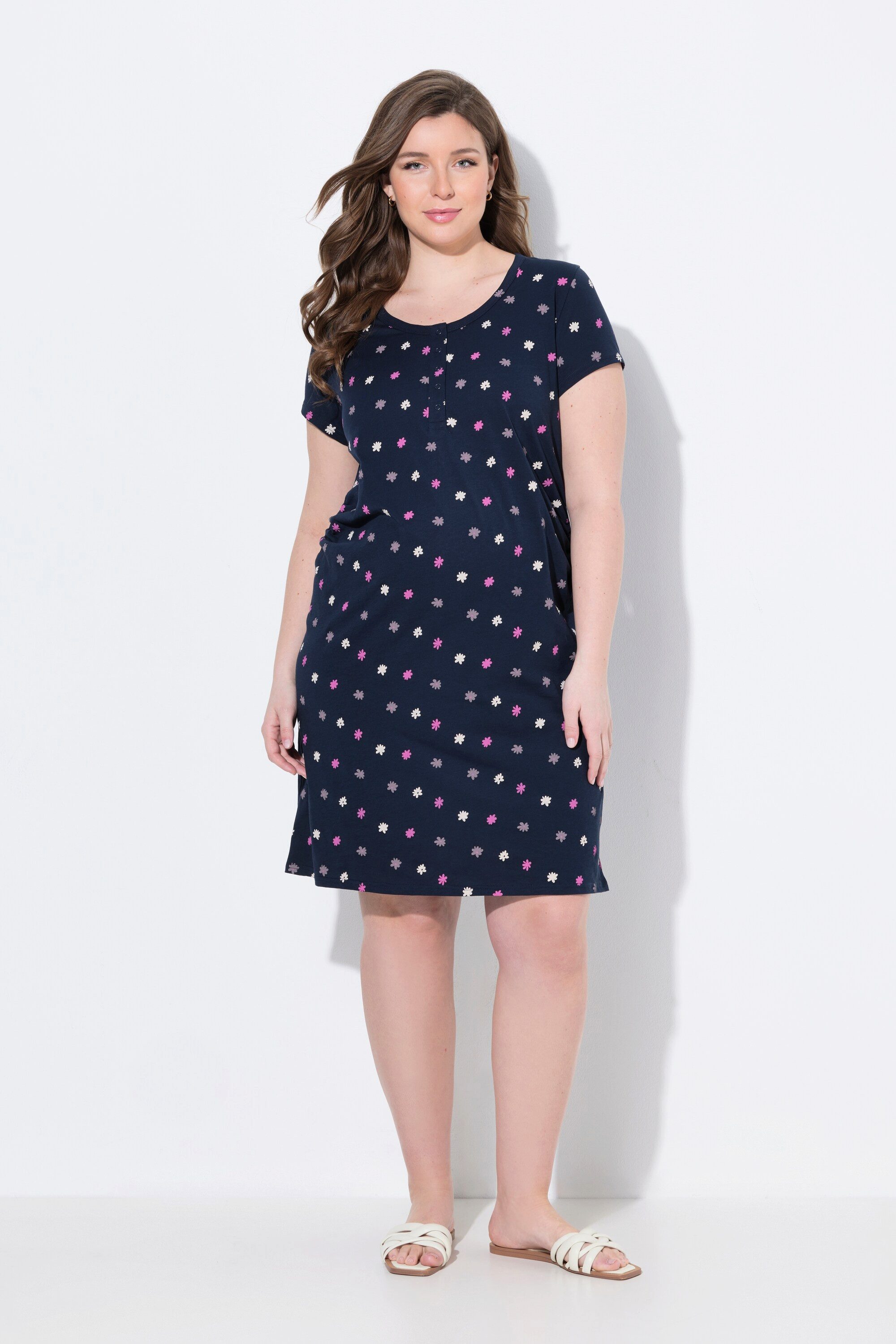 Ulla Popken Jerseykleid Bellieva-Jerseykleid Raffung Halbarm Biobaumwolle Schwangerschaft