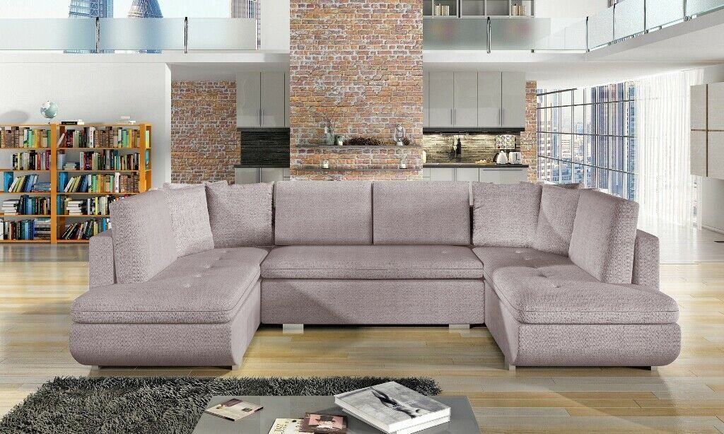 JVmoebel Ecksofa, XXL Ecksofa Designer Sofa Couch Rosa Garnitur Wohnlandschaft Ecke Polster