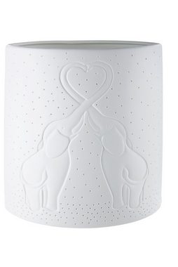 GILDE Tischleuchte Porzellan Leuchte Elefantenliebe Farbe weiß Kabel weiß Neuheit, ohne Leuchtmittel, Warmweiß, Tischleuchte