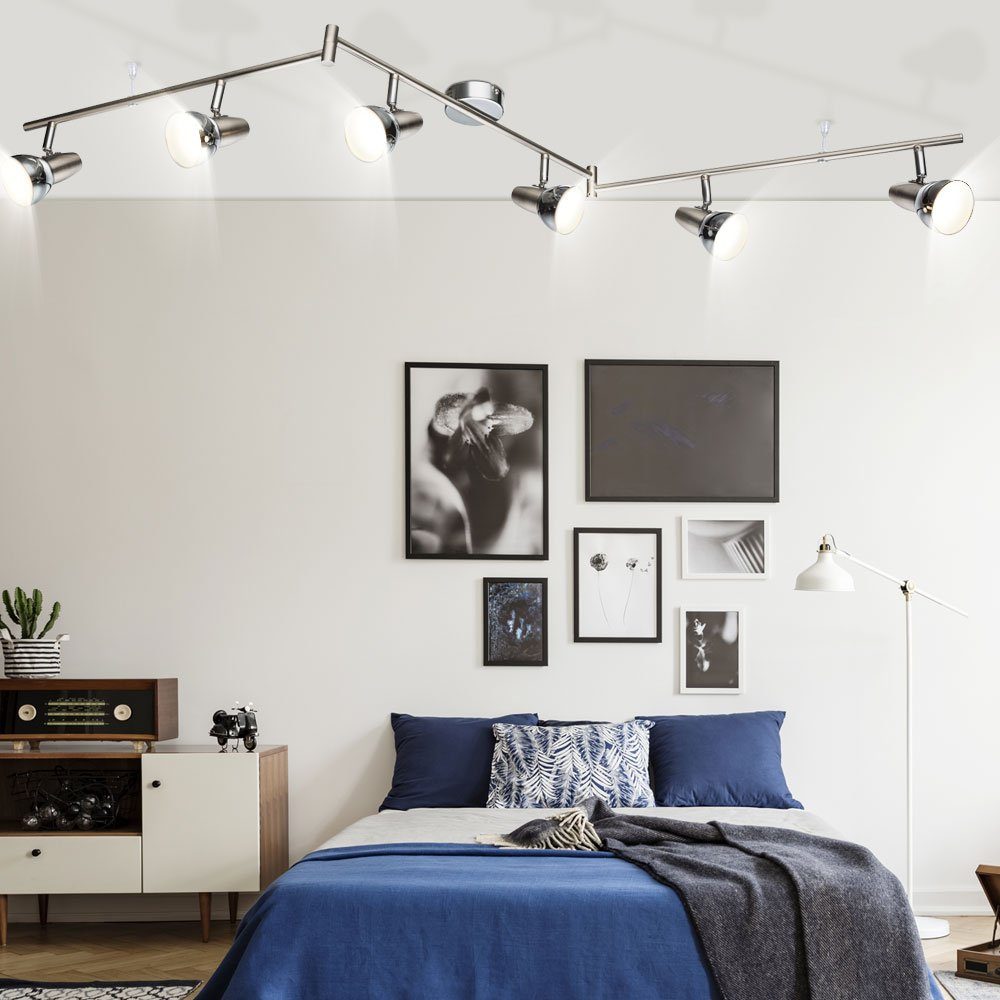 LED Decken Leuchte Lampe Chrom Spot  verstellbar satiniert Wohn Zimmer Strahler 