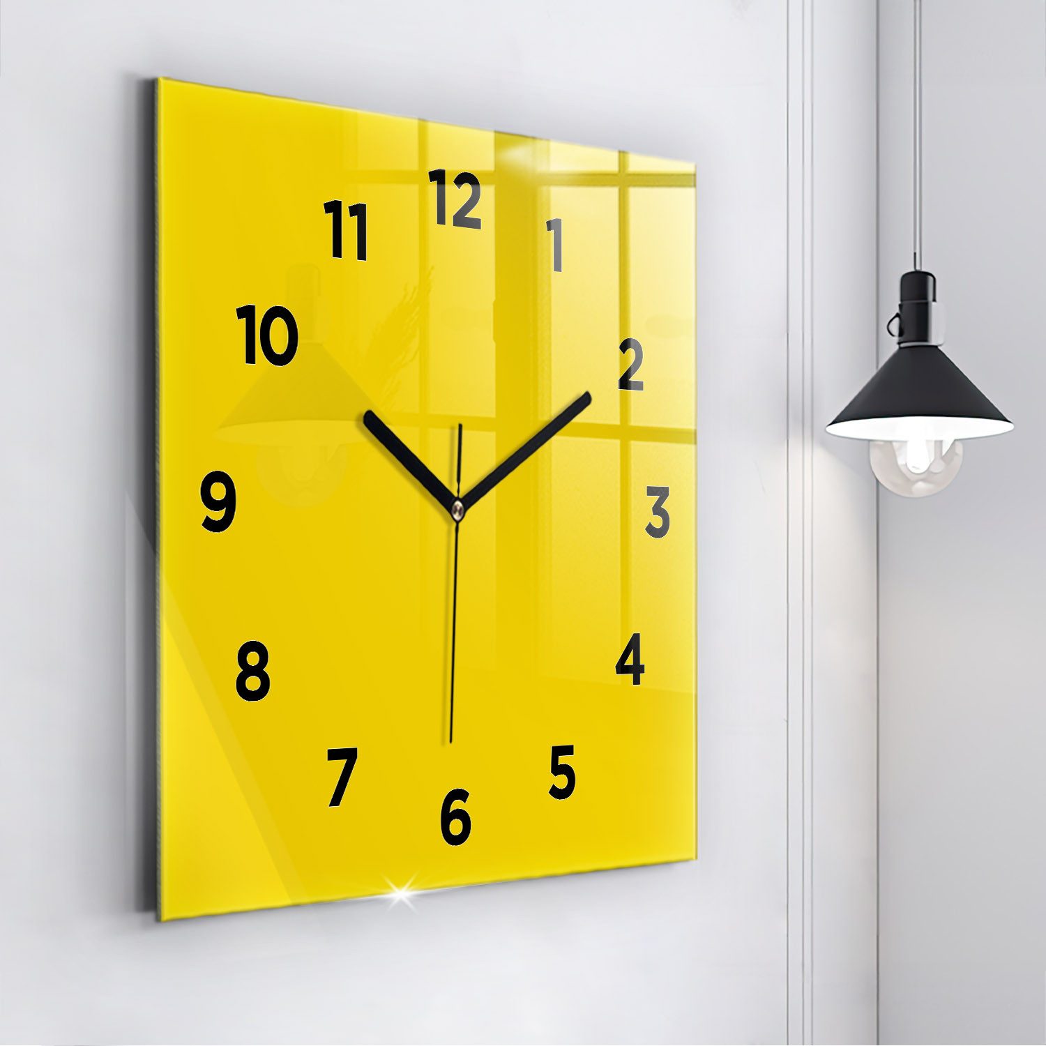 Tulup Wanduhr Glasuhr Quadratische Wanduhr 60x60 cm Uhr Aus Gehärtetem Glas