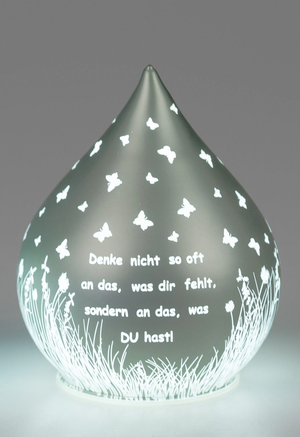 LED Dekolicht Tropfenform salbei Denke an das was du hast 13cm 15cm