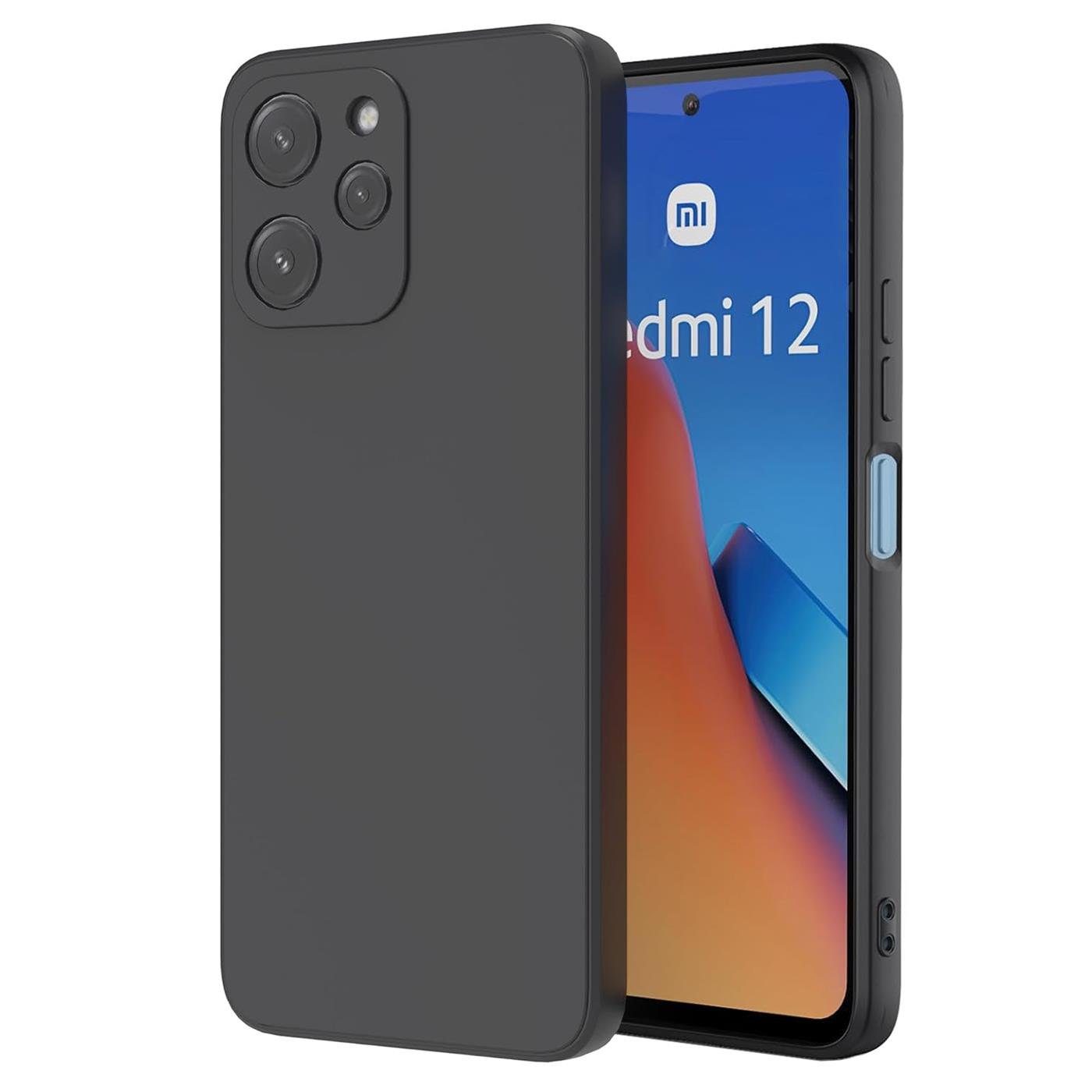 CoolGadget Handyhülle Black Series Handy Hülle für Xiaomi Redmi 12 6,79 Zoll, Edle Silikon Schlicht Robust Schutzhülle für Redmi 12 4G Hülle