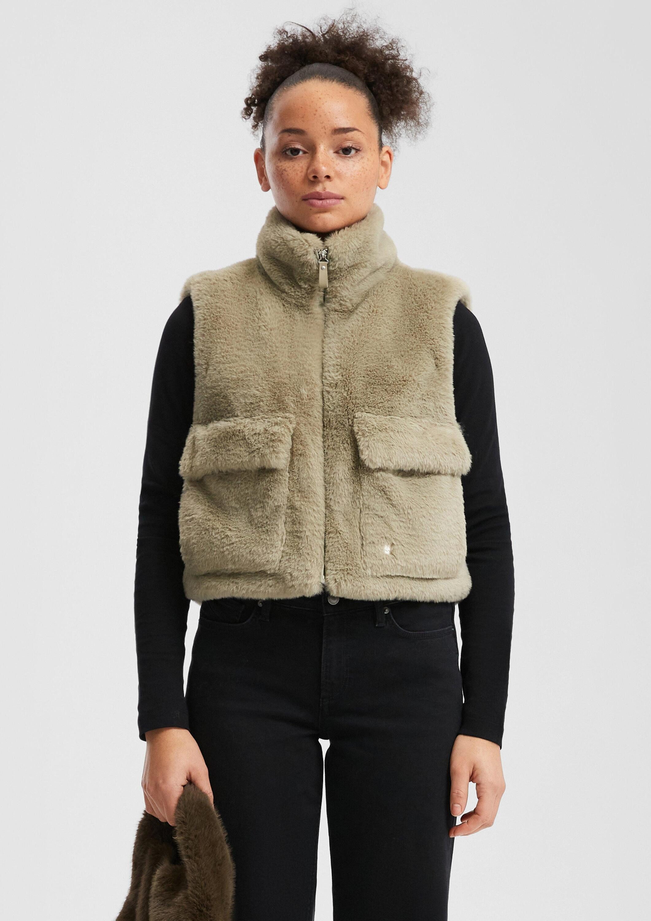 QS Outdoorjacke Outdoor-Weste Weste in Felloptik