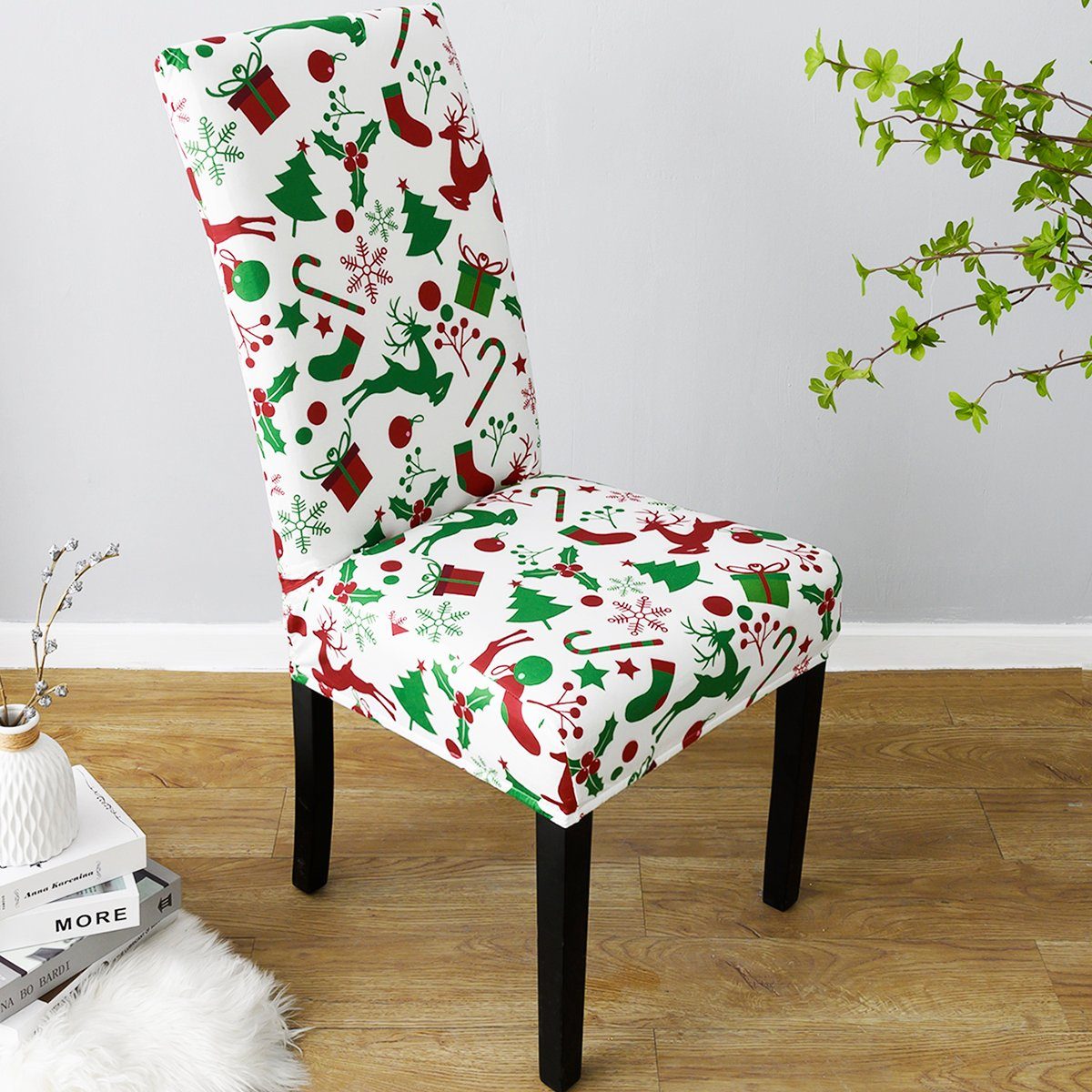 Stuhlhusse Bedruckt, Stretch, Weihnachtsmotiv, für Bankett Party Speisesaal Deko