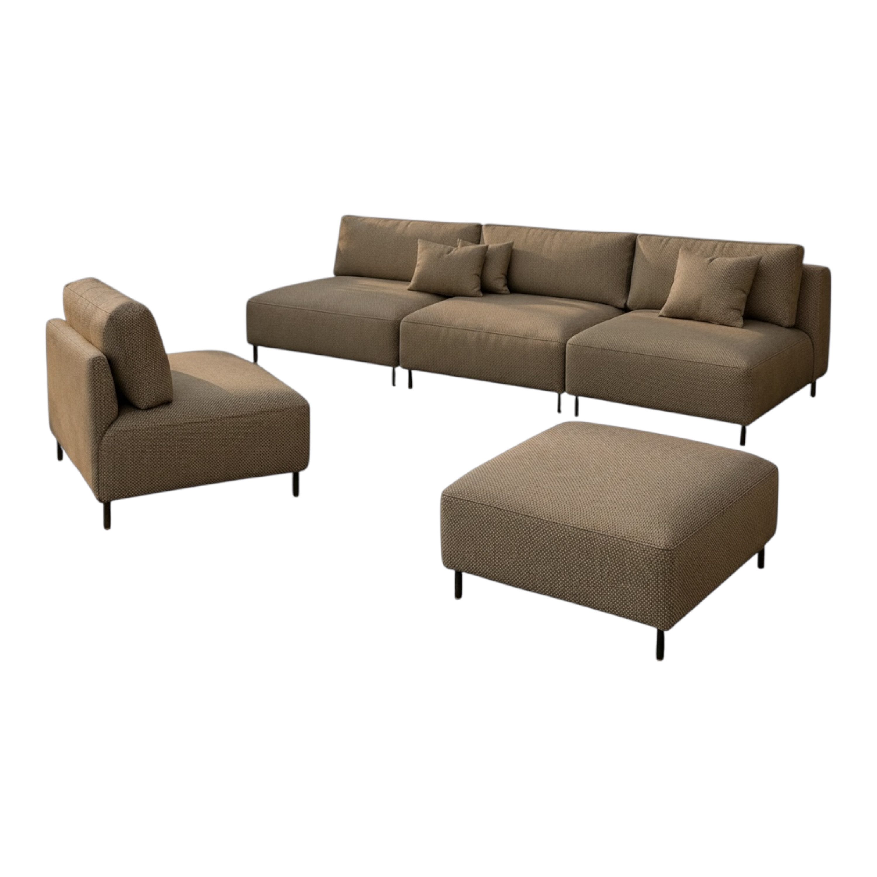 A&J MöbelLand GmbH Gartenlounge-Set Outdoor Lounge Set SUN – Sofa, Sessel und Hocker, (Outdoor Lounge Set für Garten und Terrasse, 3-teiliges modernes Garten Lounge Set), Wetterfestes Lounge Set für Garten und Terrasse