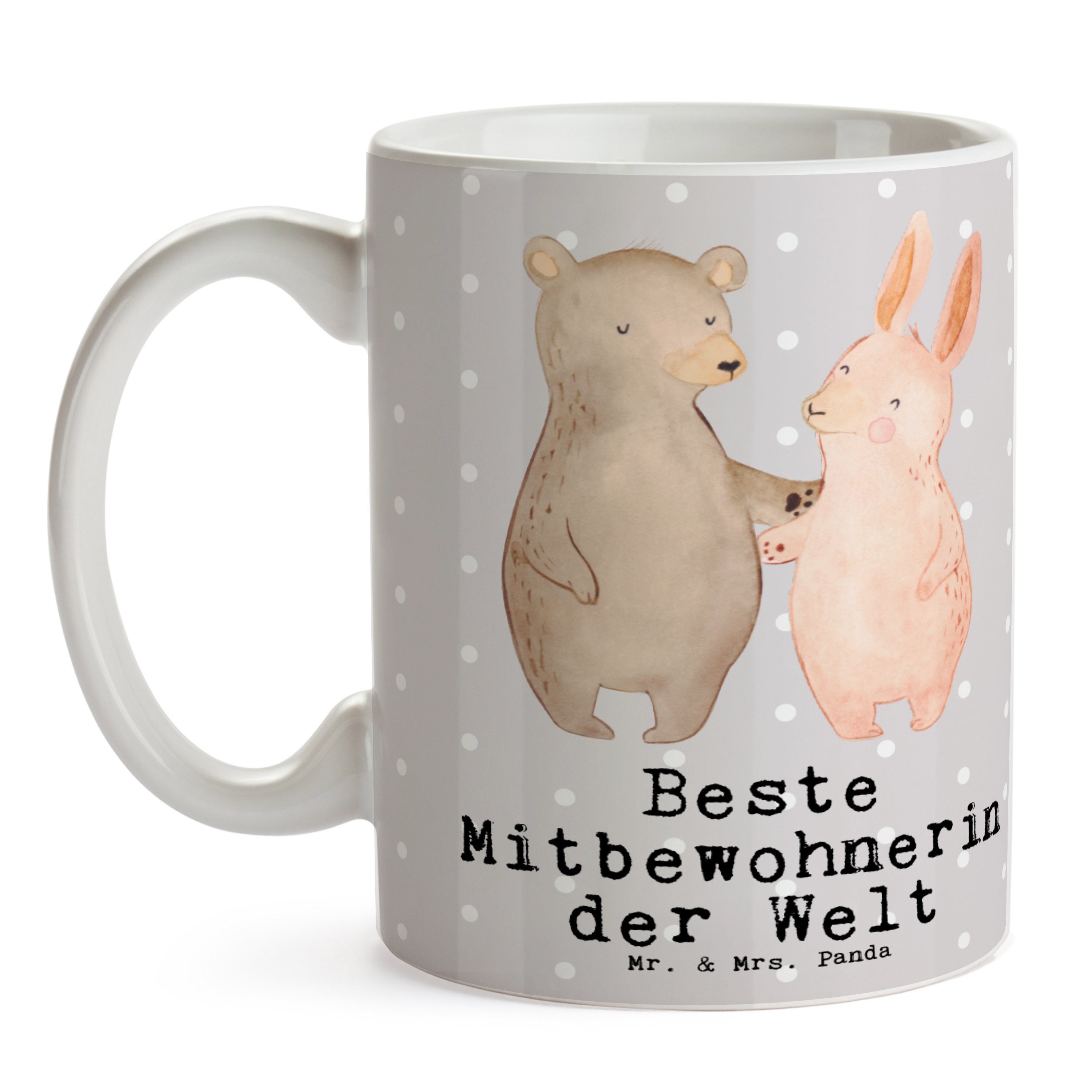 - Mitbewohnerin & Grau - Geburtst, Keramik Tasse Pastell Geschenk, der Hase Mr. Mrs. Beste Panda Welt