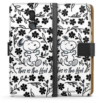 DeinDesign Handyhülle »Peanuts Blumen Snoopy Snoopy Black and White This Is The Life«, Huawei Mate 10 lite Hülle Handy Flip Case Wallet Cover
