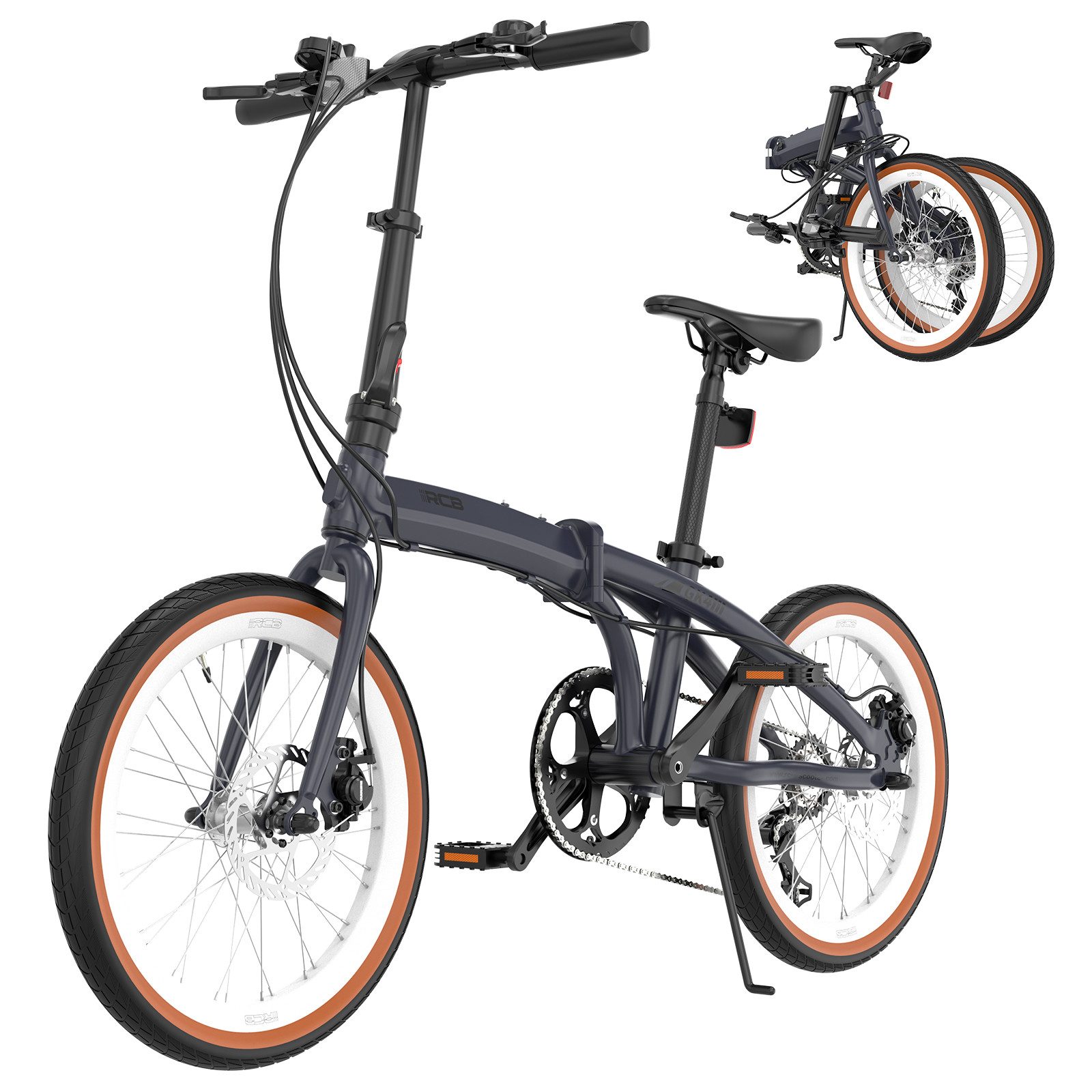 RCB TECH Faltrad GK4 doppelt faltbares Fahrrad,20Zoll Klapprad für Damen&Herren,Pendler, 7 Gang, ideal für Pendler (Damen & Herren)