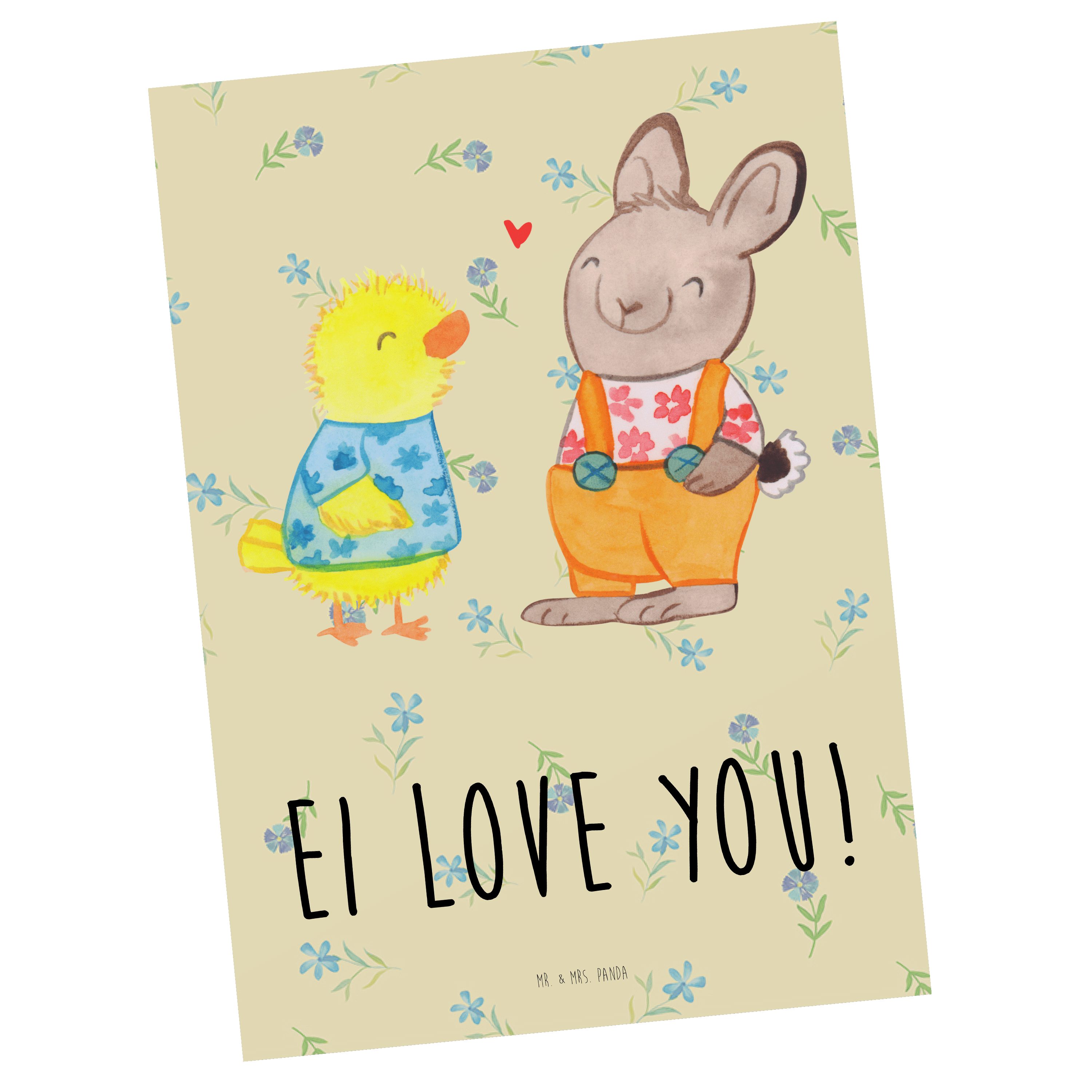 Mr. & Mrs. Panda Postkarte Ostern Freundschaft - Blumig - Geschenk, Geschenkkarte, Karte, Liebe
