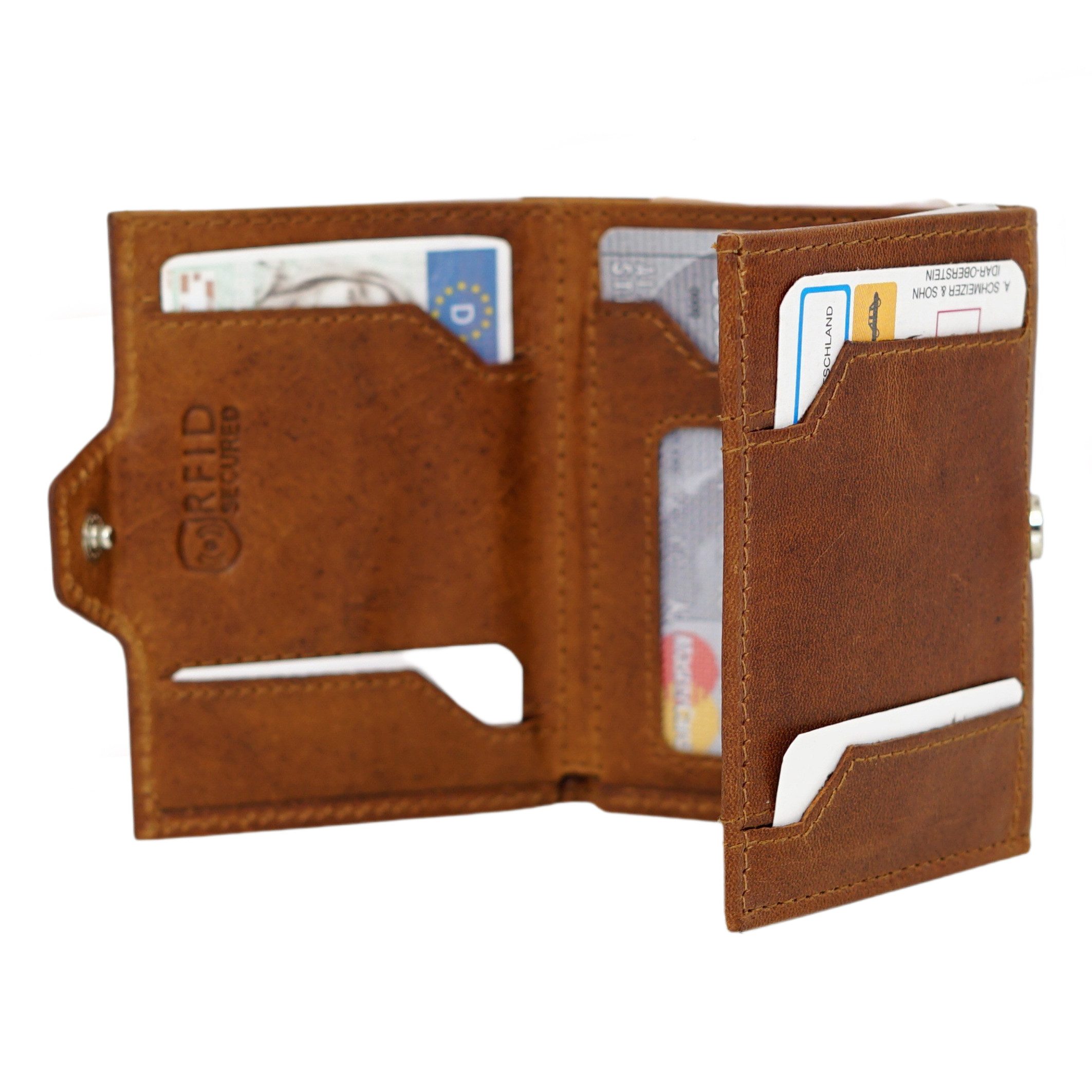 ALMADIH Mini Geldbörse Leder SP4 Portemonnaie Herren mit RFID Slim Wallet Mini Geldbörse