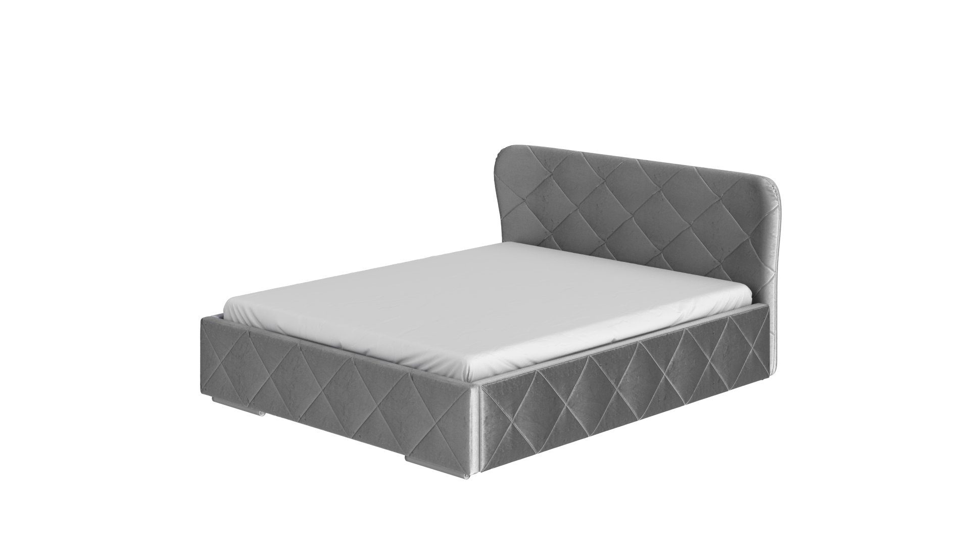 Siblo Bett Polsterbett Monako 200x160 hoher Bettzeugbehälter Grau - - Doppelbetten mit Schlafkomfort - - cm Doppelbett Holzrahmen