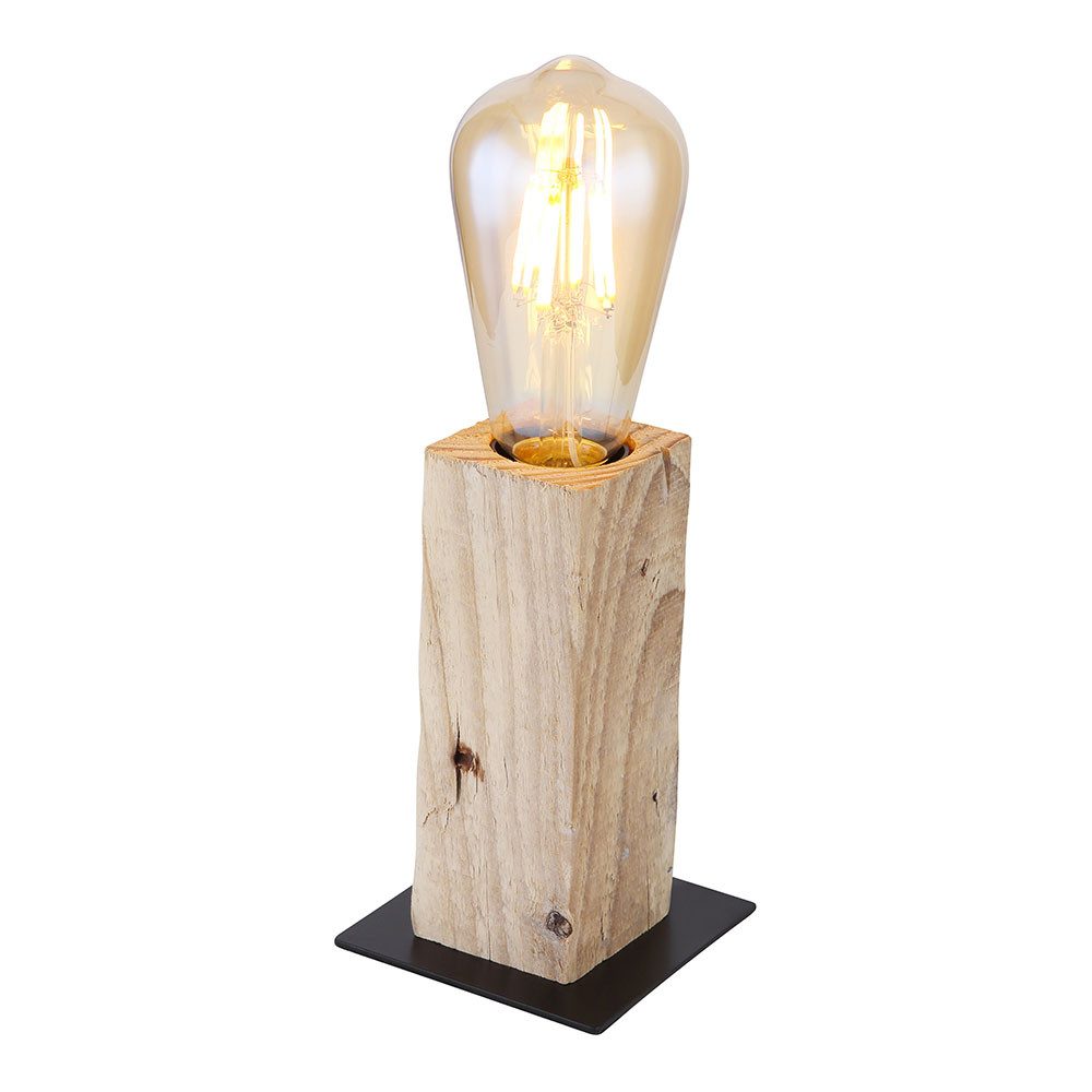 GLOBO LIGHTING LED Tischleuchte, Leuchtmittel nicht inklusive, Tischleuchte schwarz matt Base quadratisch, Holz rechteckig