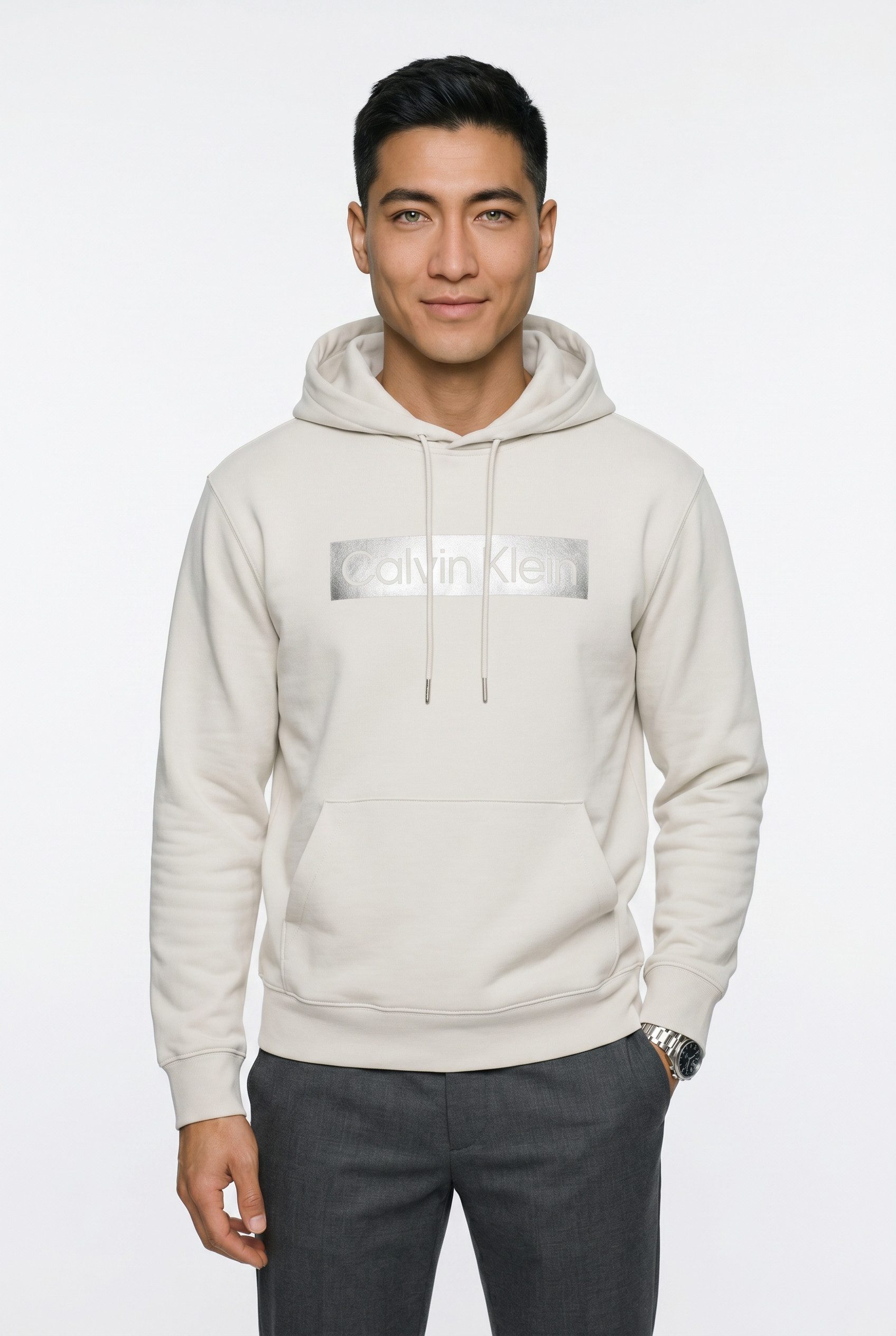 Calvin Klein Kapuzensweatshirt Kapuze mit Kordelzug, Regular Fit, Logodruck