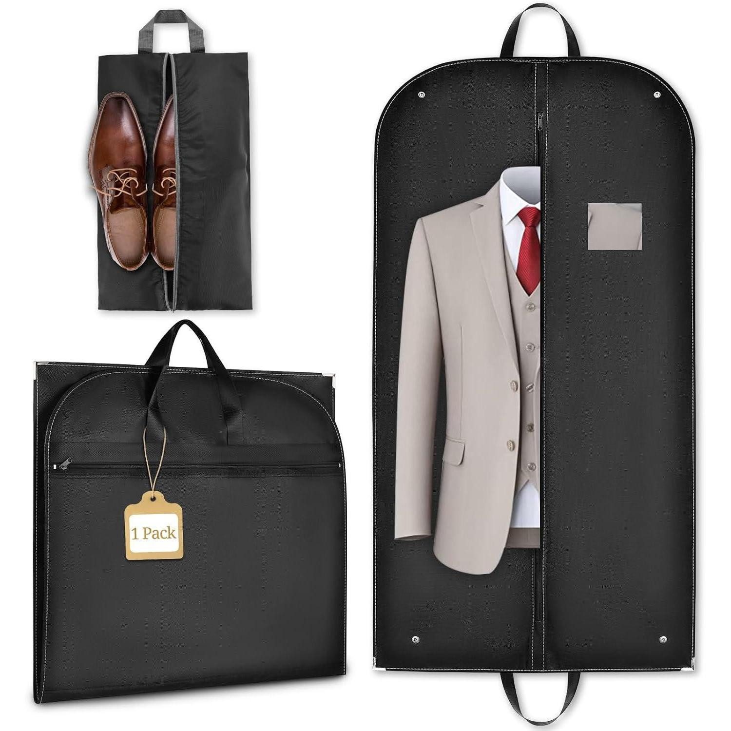 Kleidersack Kleidersack atmungsaktiv mit Schuhbeutel 110x60cm Schwarz