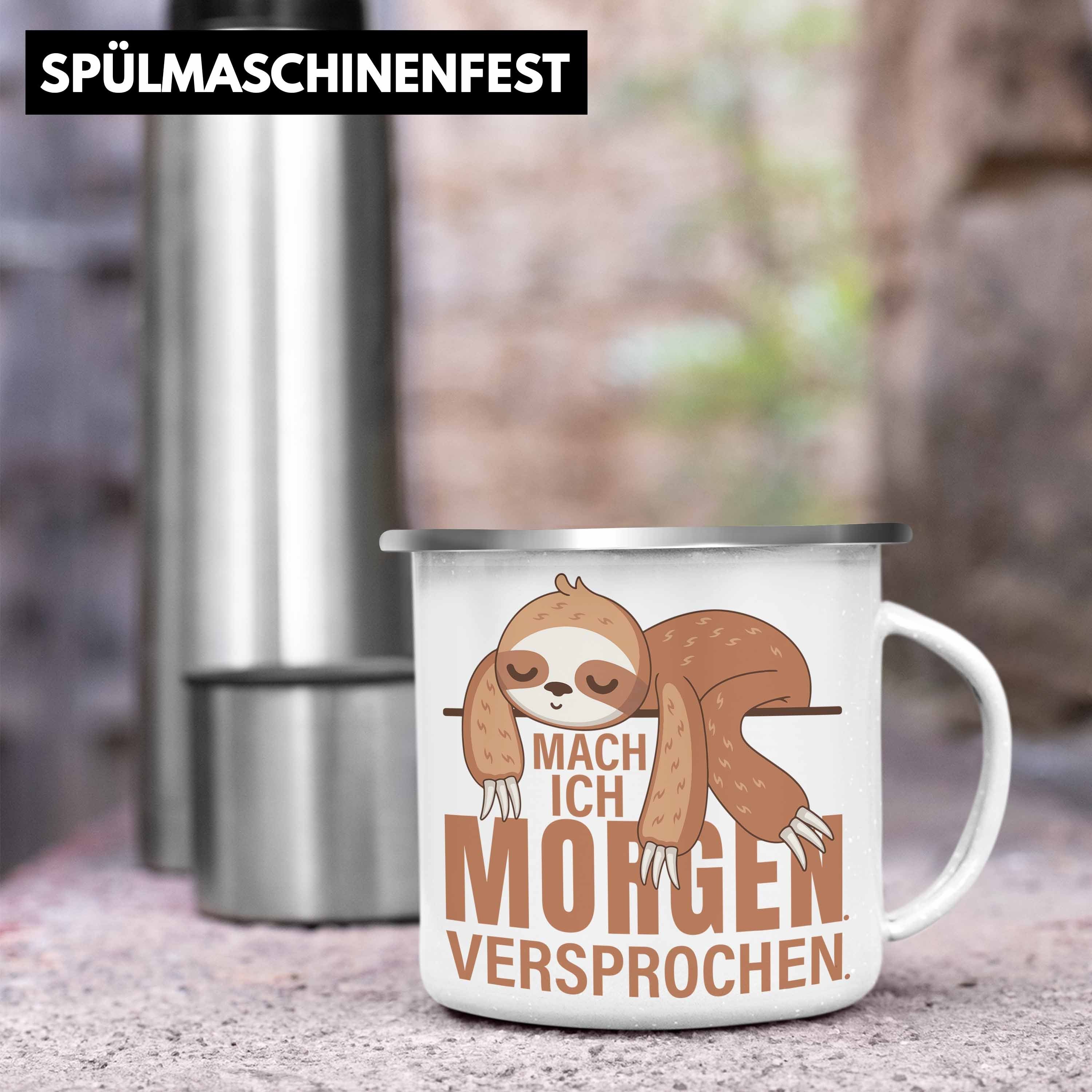 Mädchen Tasse - Silber Ich Trendation Jungs Morgen Thermotasse Emaille Faultier Versprochen Geschenk Geschenkidee Faulenz Trendation Mach