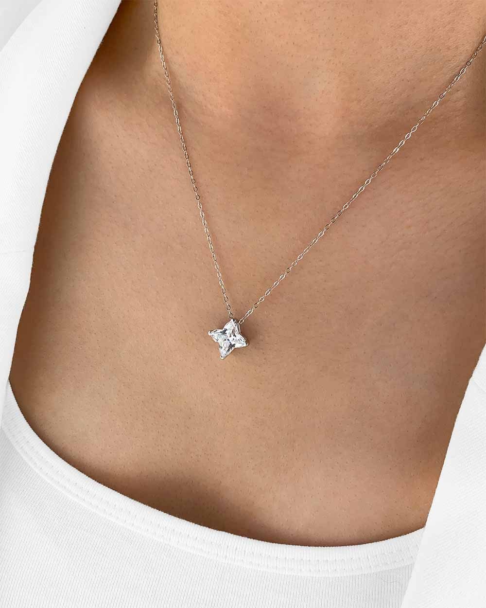 Kette mit Anhänger 'Carly' Damen Halskette Silber 925 Kristall Anhänger Facettenschliff