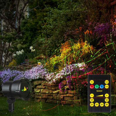 Globo Gartenstrahler, LED-Leuchtmittel fest verbaut, Farbwechsel, Rot, Grün, LED Außen Steck Leuchte Laser Garten Hauswand Licht Effekte