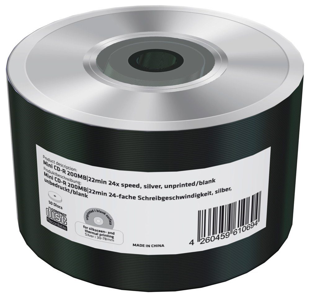 Mediarange CD-Rohling 50 Mediarange Пробелы CD-R Mini silver blank 22Min 200MB 24x Shrink