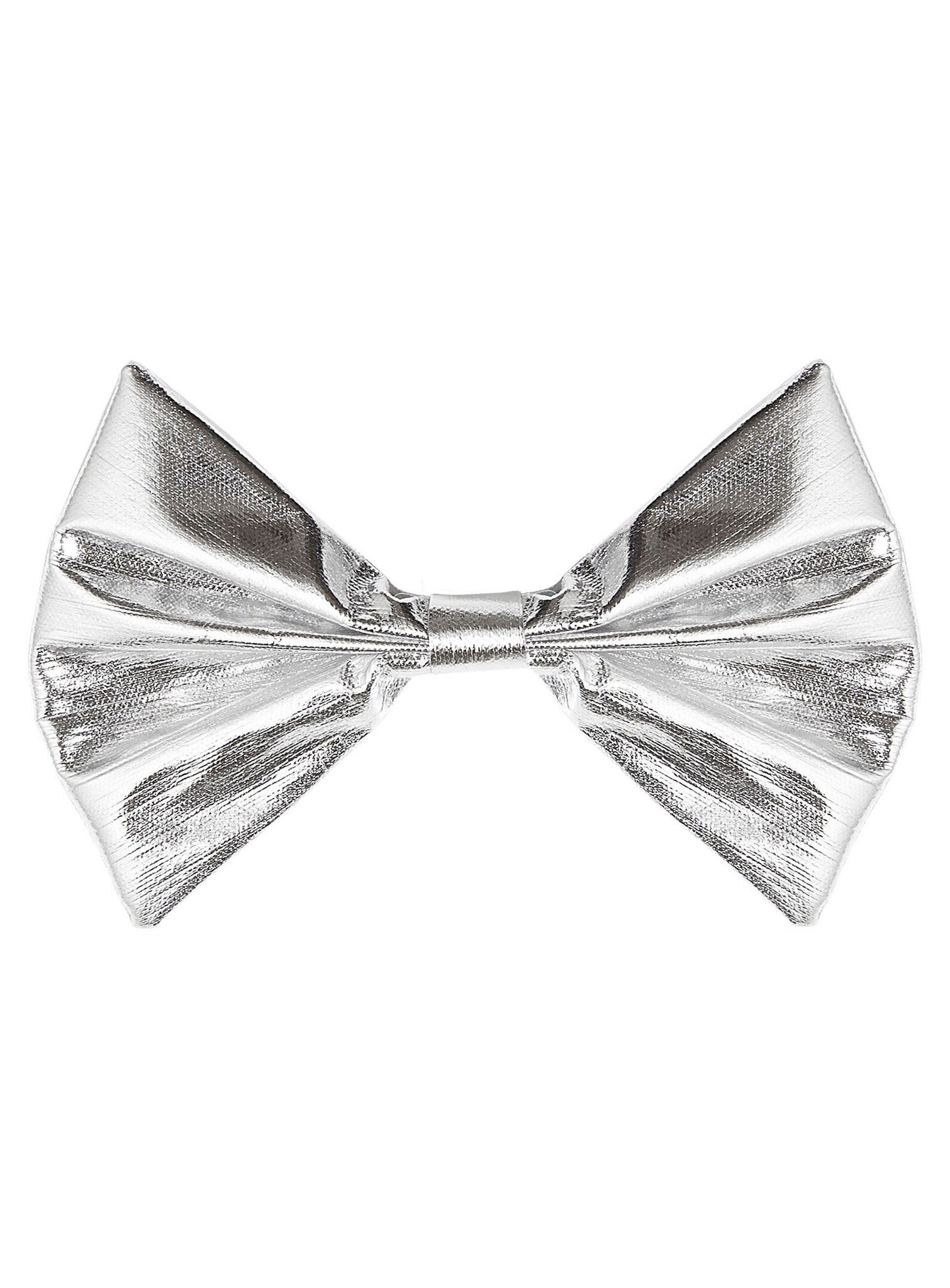 Widdmann Fliege Fliege silber metallic Fliege mit Gummiband für Karneval, Zirkus oder Bühne