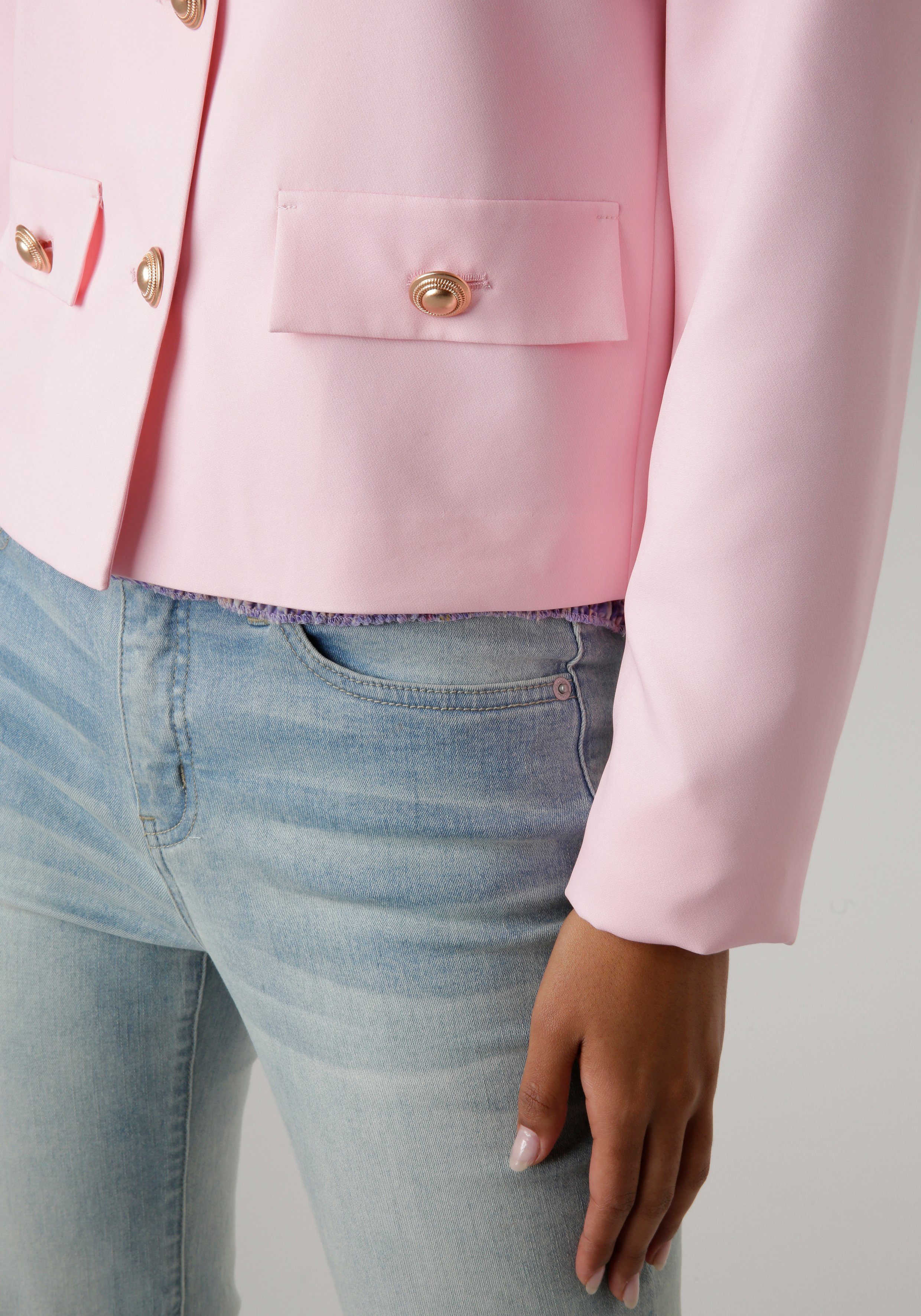 Aniston SELECTED Kurzblazer KOLLEKTION - Knöpfen mit NEUE rosa rosegoldfarbenen
