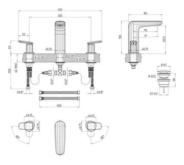 Villeroy & Boch Waschtischarmatur Antao Dreiloch, mit Push-Open-Ablaufgarnitur, Standmontage - Chrom