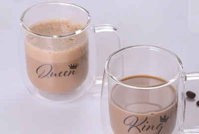 ZELLERFELD Thermoglas 2er Doppelwand Чайні склянки 300 ml Kaffeegläser mit Henkel