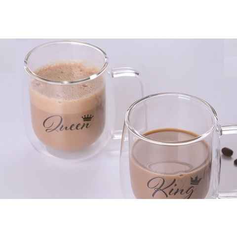 ZELLERFELD Thermoglas 2er Doppelwand Teegläser 300 ml Kaffeegläser mit Henkel