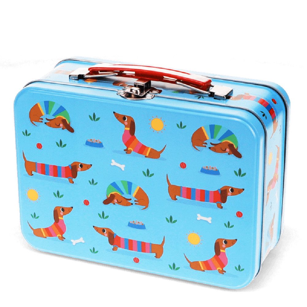 Rex London Aufbewahrungsdose Sausage Dog - Dackel Motiv ab 3 Jahre (ca. 19 x 8 x 13,5 cm, 1 St., inklusive Griff & Verschluss), perfekt zur Aufbewahrung im Kinder- oder Spielzimmer