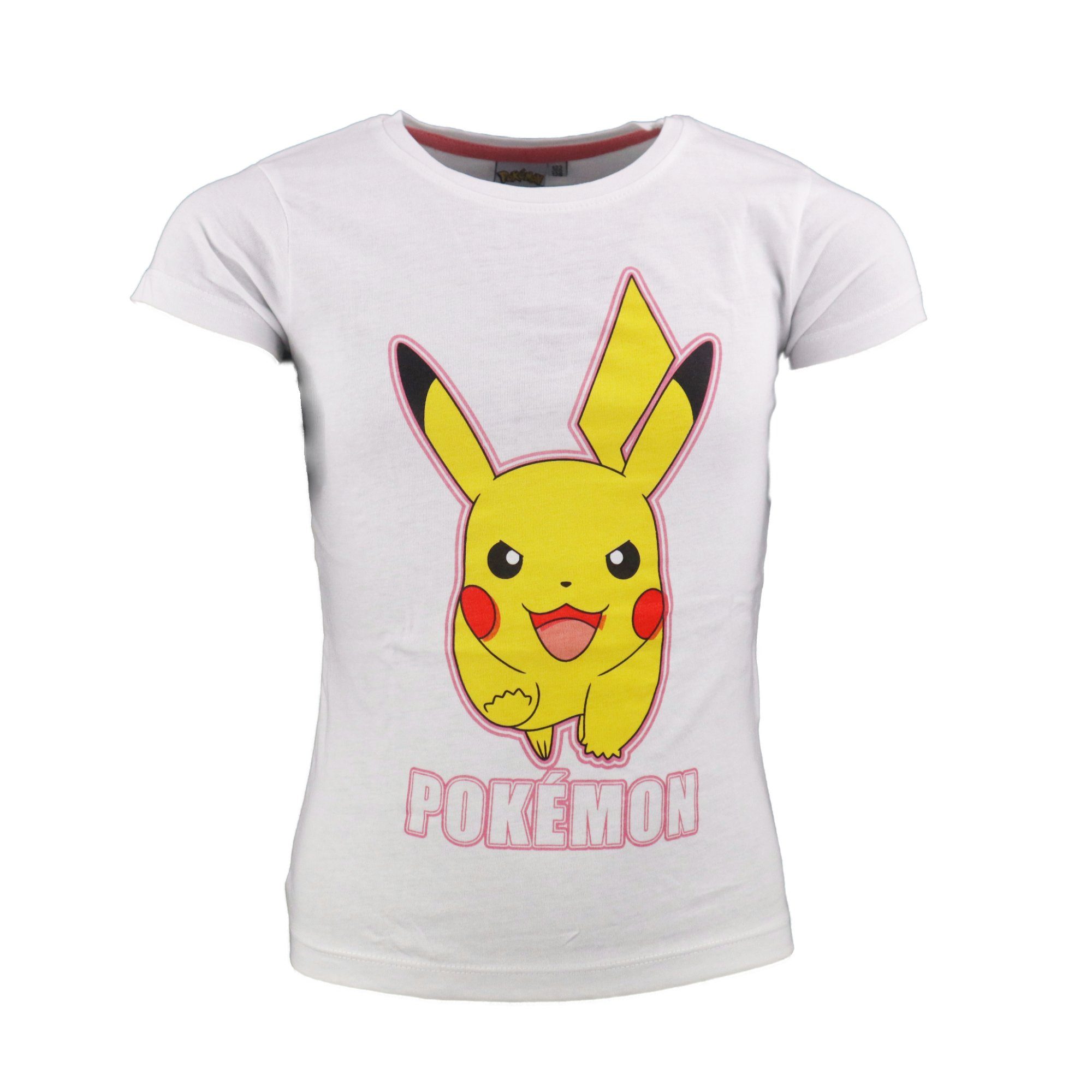 POKÉMON T-Shirt Pokemon Pikachu Mädchen Kinder Shirt Gr. 110 bis 152, 100% Baumwolle, Rosa oder Weiß