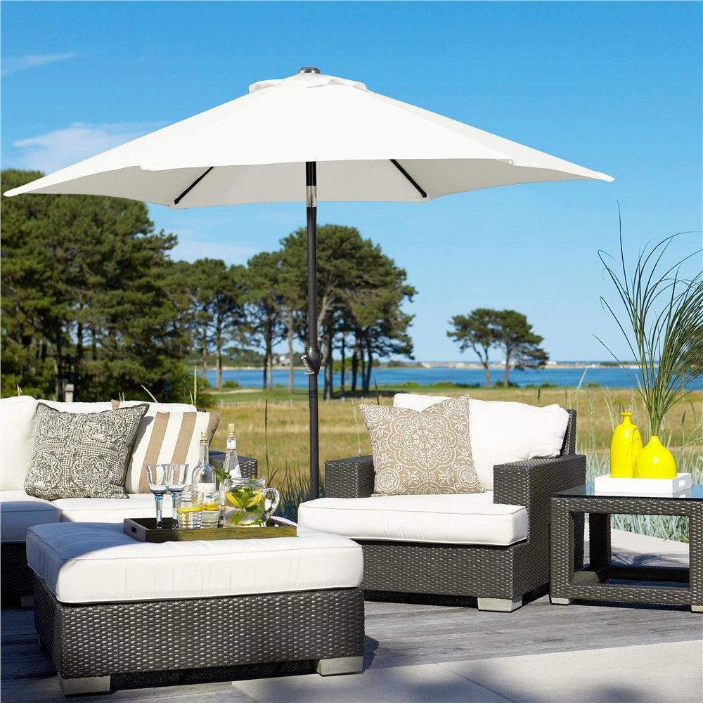 Yaheetech Sonnenschirm ∅ 222,5/261/294/326,5 cm, Gartenschirm mit Kurbel, Neigbar, UV Schutz 50+