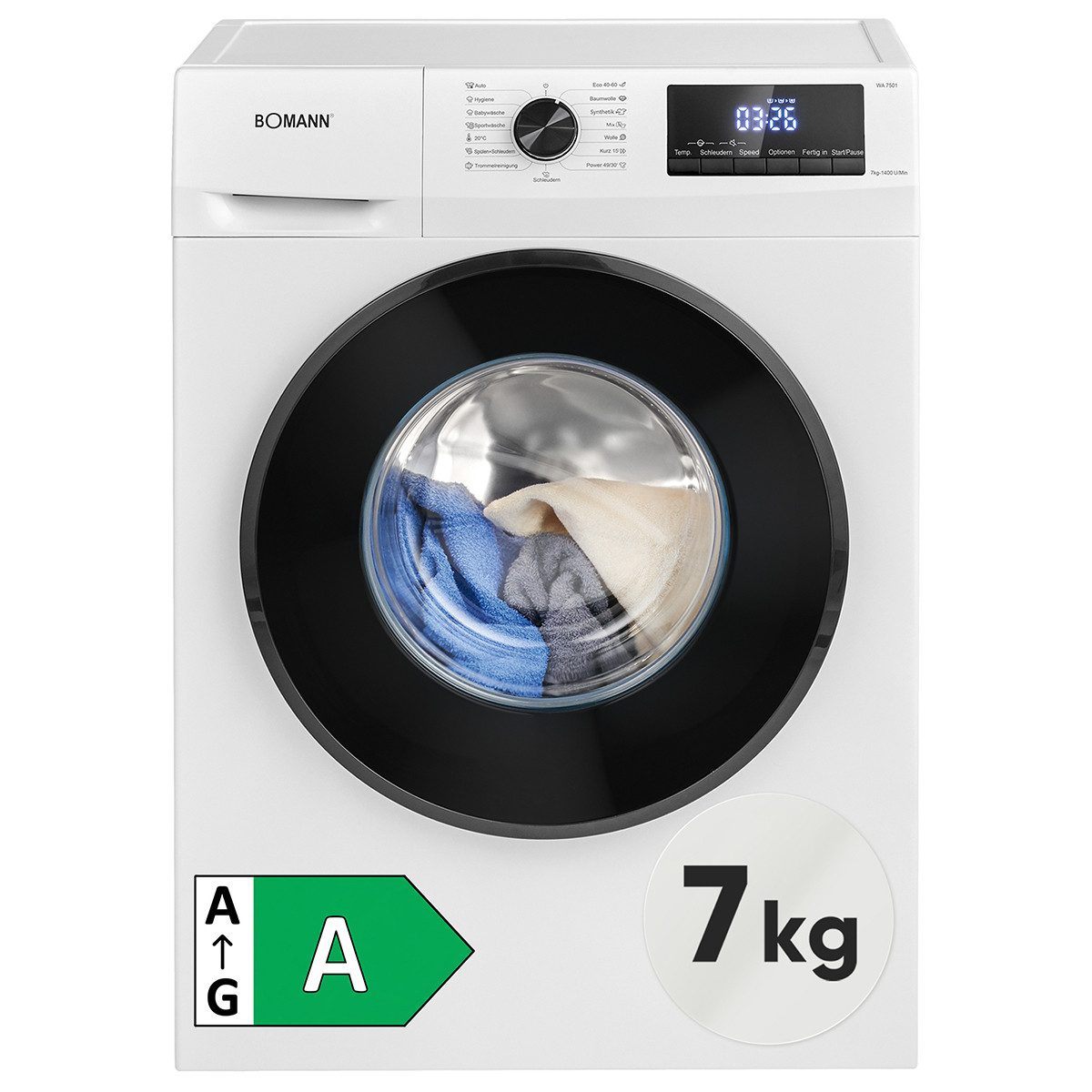 BOMANN Waschmaschine WA 7501, 7 kg, 1400 U/min, 7kg, Invertermotor, 10 Jahre Motor-Garantie