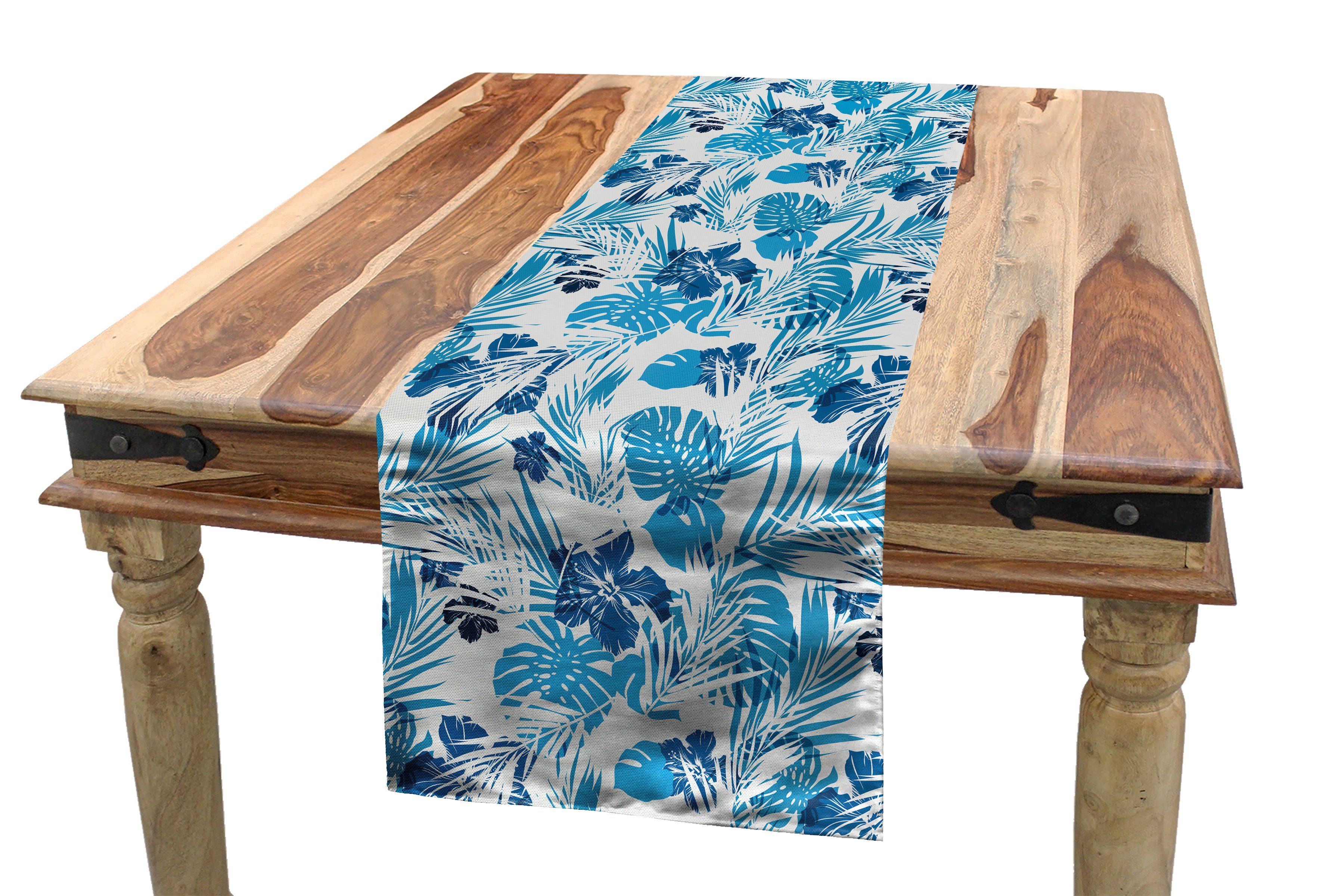 Abakuhaus Tischläufer Esszimmer Küche Rechteckiger Dekorativer Tischläufer, Blatt Hawaii-Blumen Palme