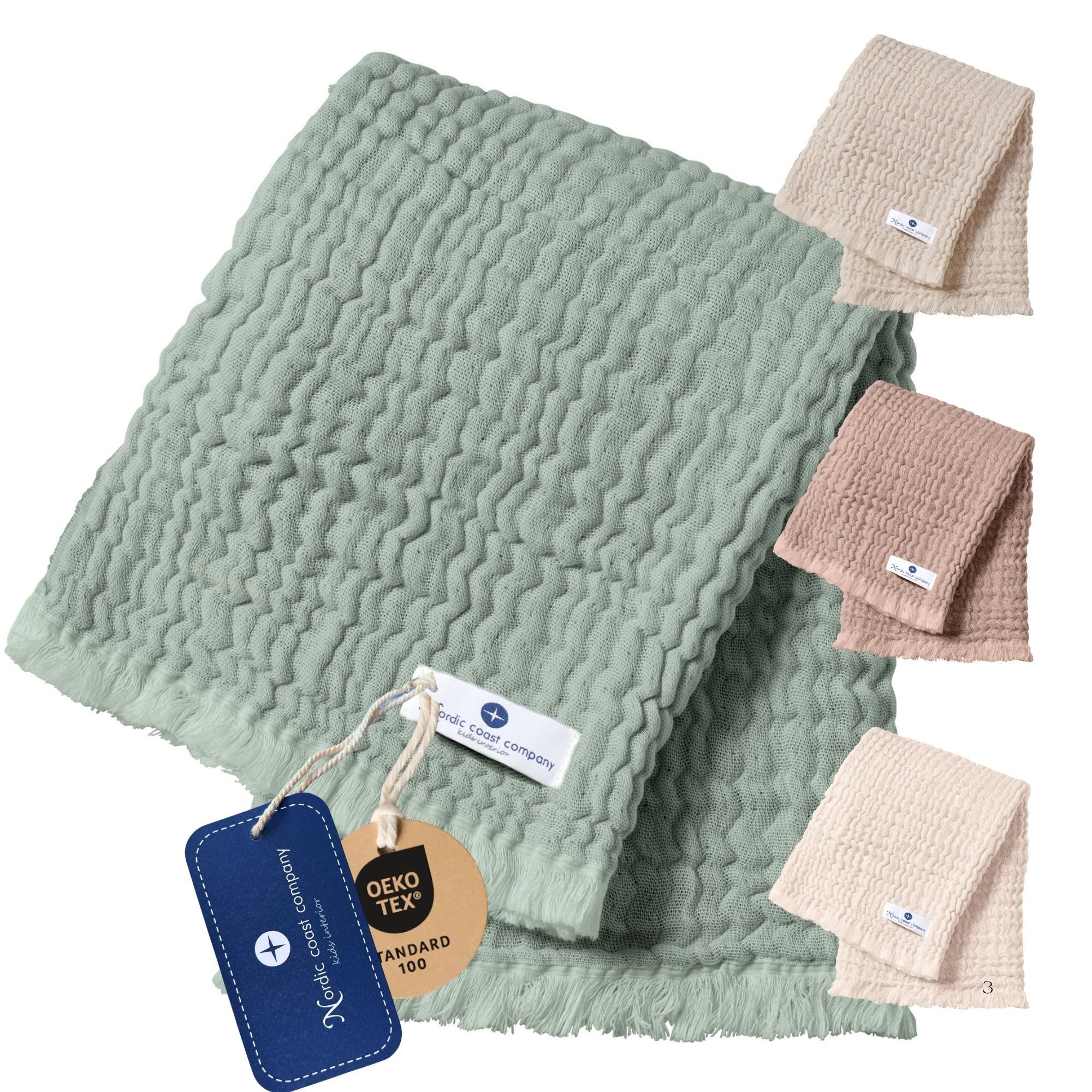 Babydecke 80x80 - Premium Musselindecke, Puckdecke & Kuscheldecke, Nordic Coast Company, Babydecke Musselin extra weich - Neugeborene - geprüft