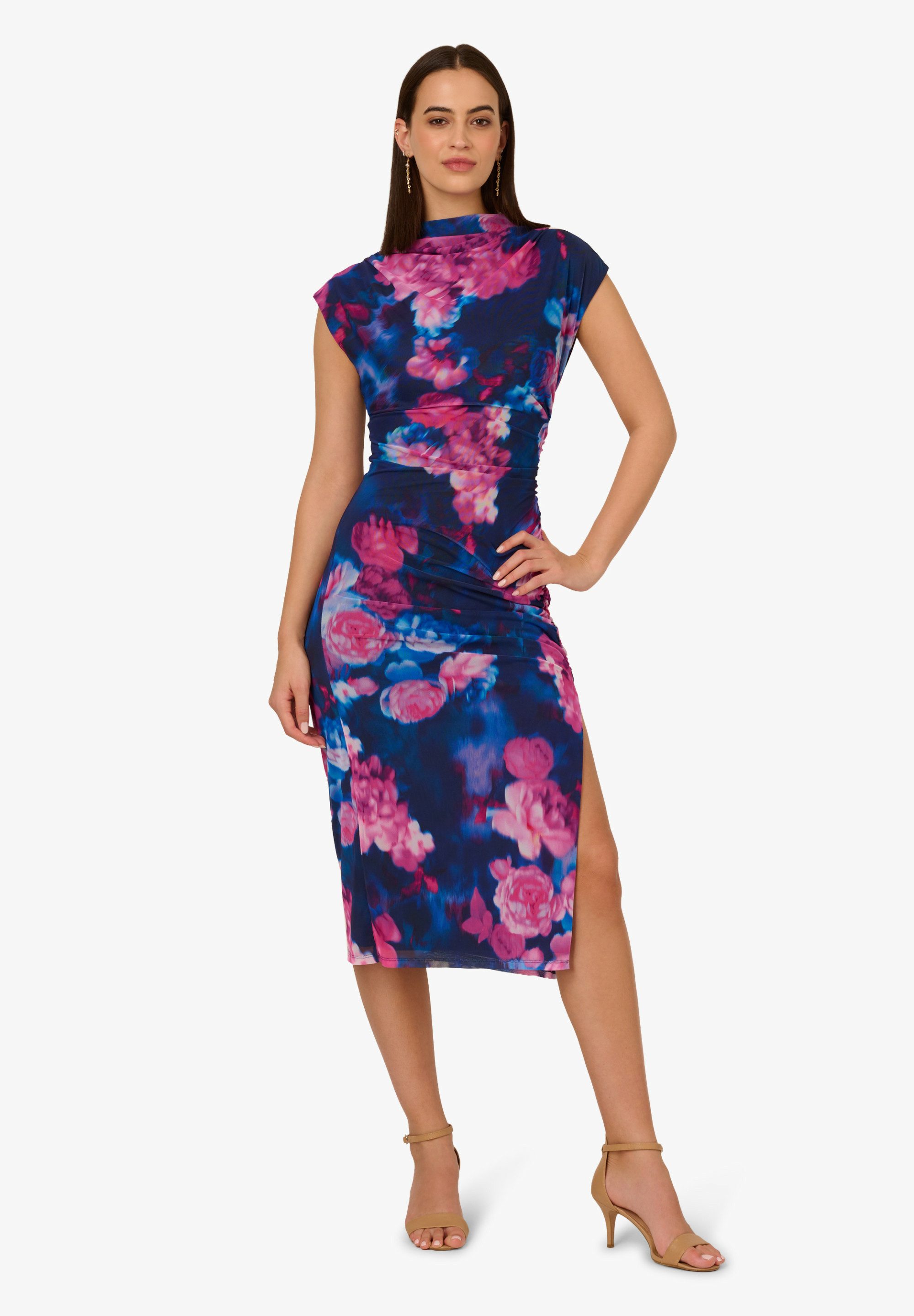Adrianna Papell Midikleid Print Mesh Draped günstig online kaufen