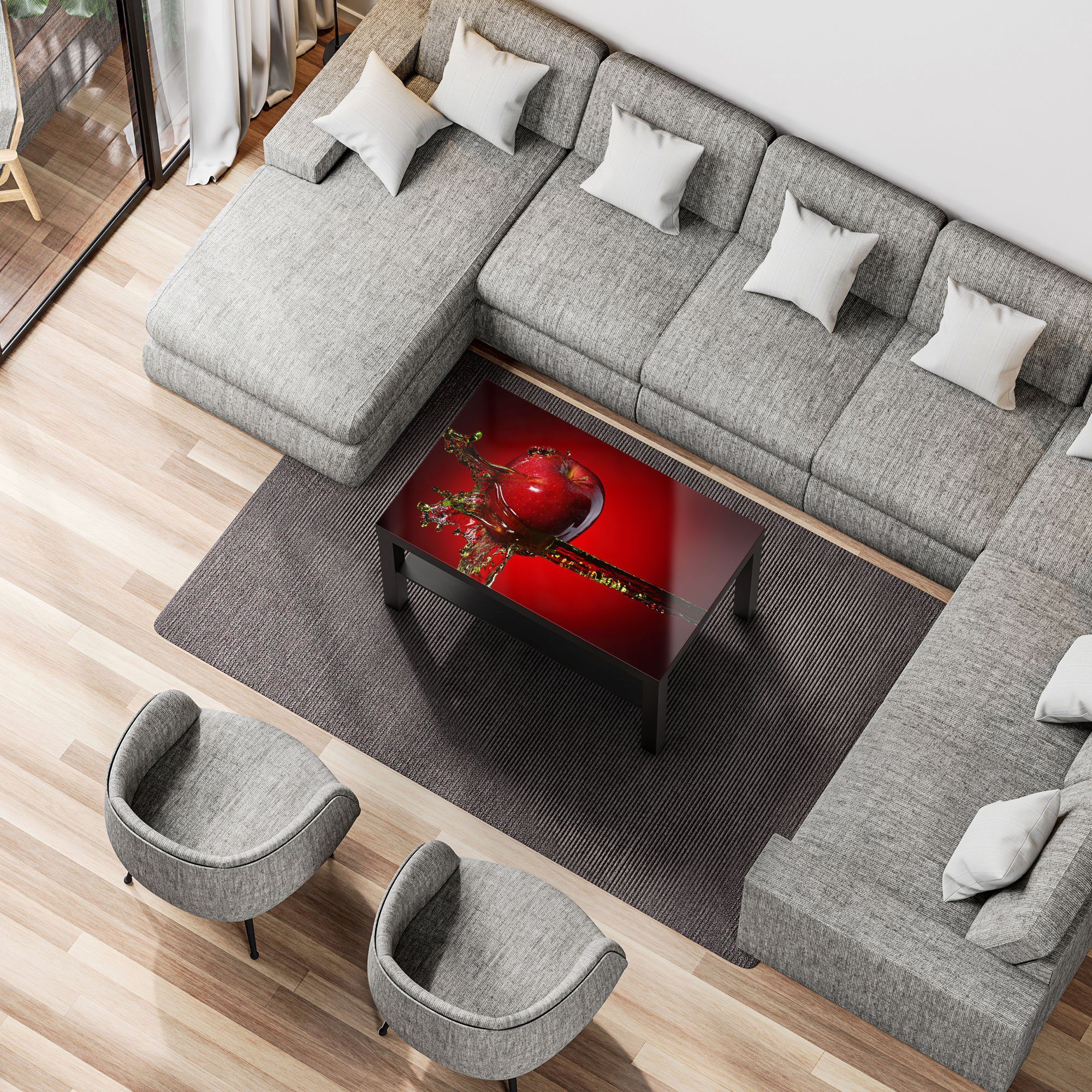 DEQORI Couchtisch 'Flüssigkeit trifft Apfel', Glas Beistelltisch Glastisch modern – Bild 3 von 5